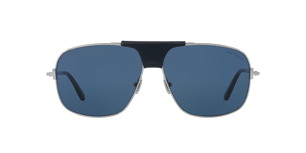 TOM FORD Tex Silver Shiny - Men Luxury Sunglasses, Blue Lens