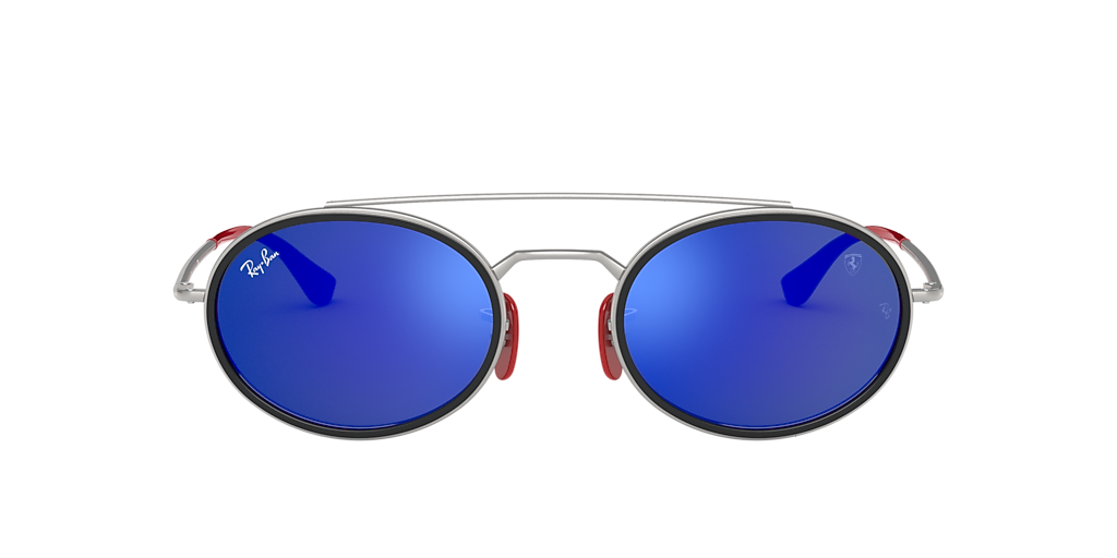RAY-BAN RB3847M Scuderia Ferrari Collection Silver - Unisex Sunglasses, Blue Mirror Lens