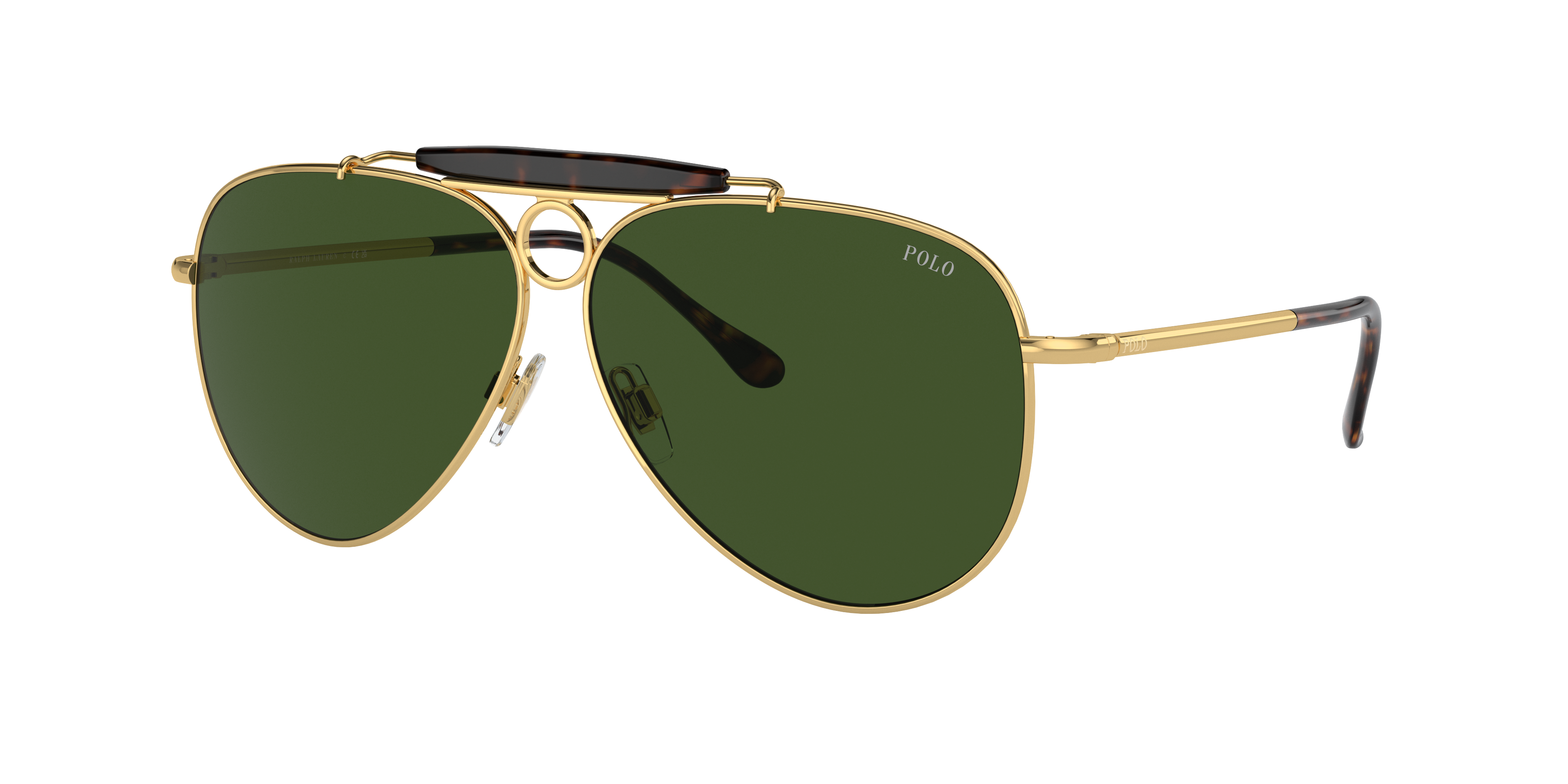 Polo Ralph Lauren Man Sunglass PH3149 -  Frame color: Shiny Gold, Lens color: Bottle Green