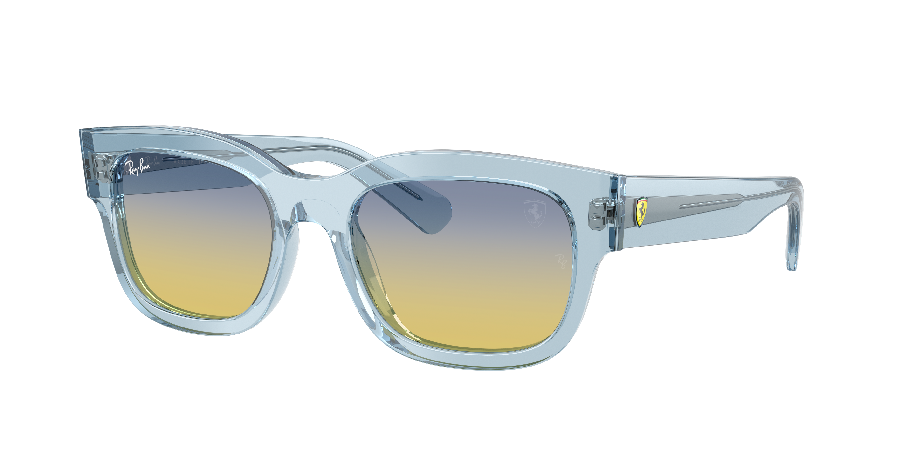 Ray-Ban Unisex Sunglass RB2228M Scuderia Ferrari Collection -  Frame color: Transparent Light Blue, Lens color: Gradient Yellow/Blue