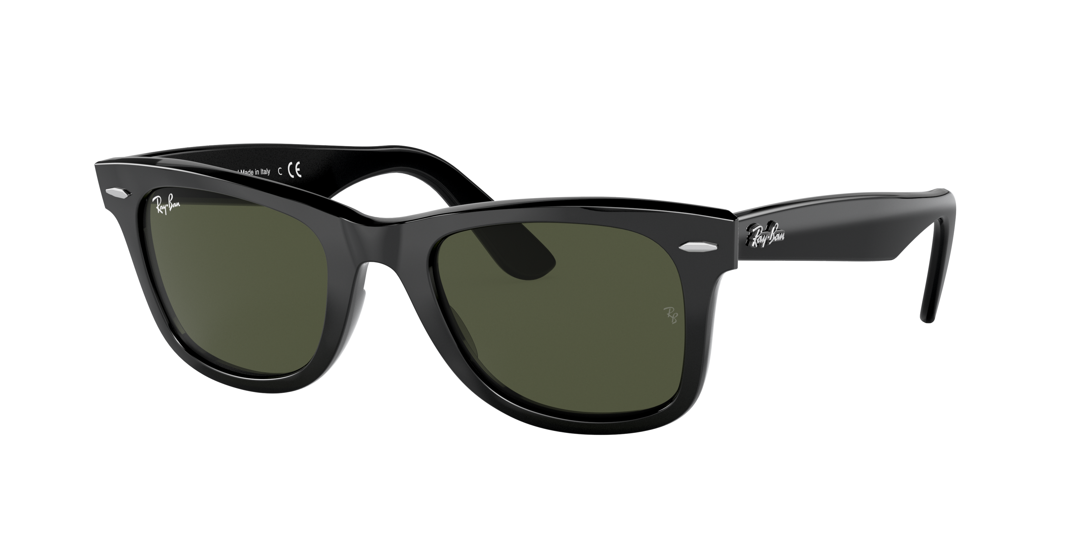 Ray Ban Original Wayfarer Bio-acetate Sunglasses Black Frame Green Lenses 50-22 In 135831 Black