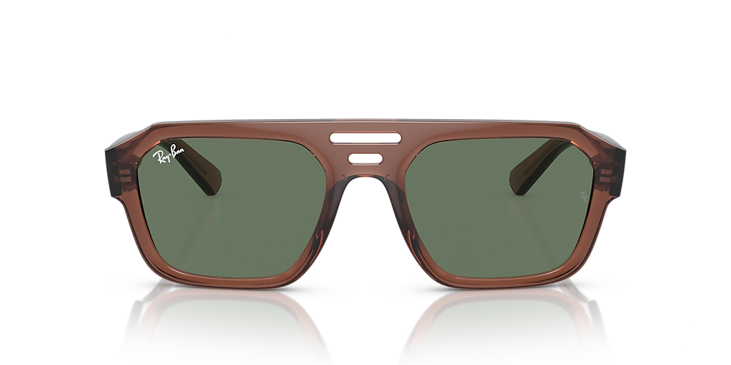 RAY-BAN RB4397 Corrigan Bio-Based Transparent Brown - Unisex Sunglasses, Dark Green Lens