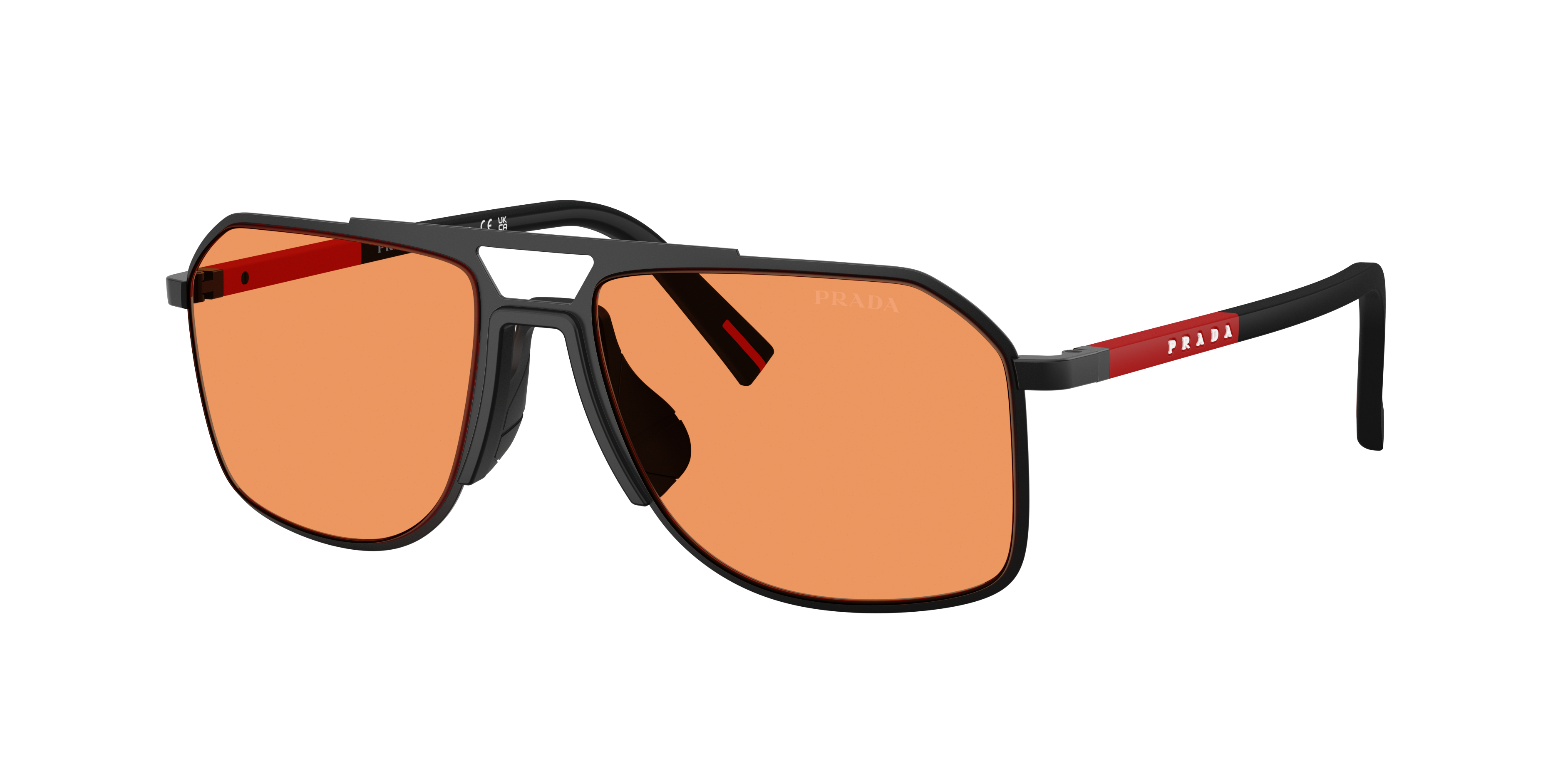 Prada Linea Rossa PS B51S L (56 - 17) with Orange lenses and Black