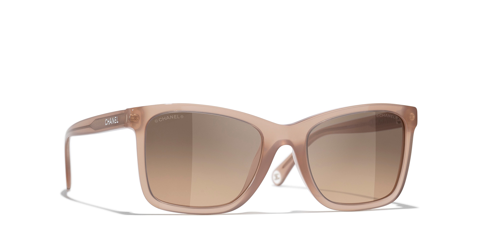 Chanel Woman Sunglass Rectangle Sunglasses CH5551U -  Frame color: Rose Opaline, Lens color: Brown