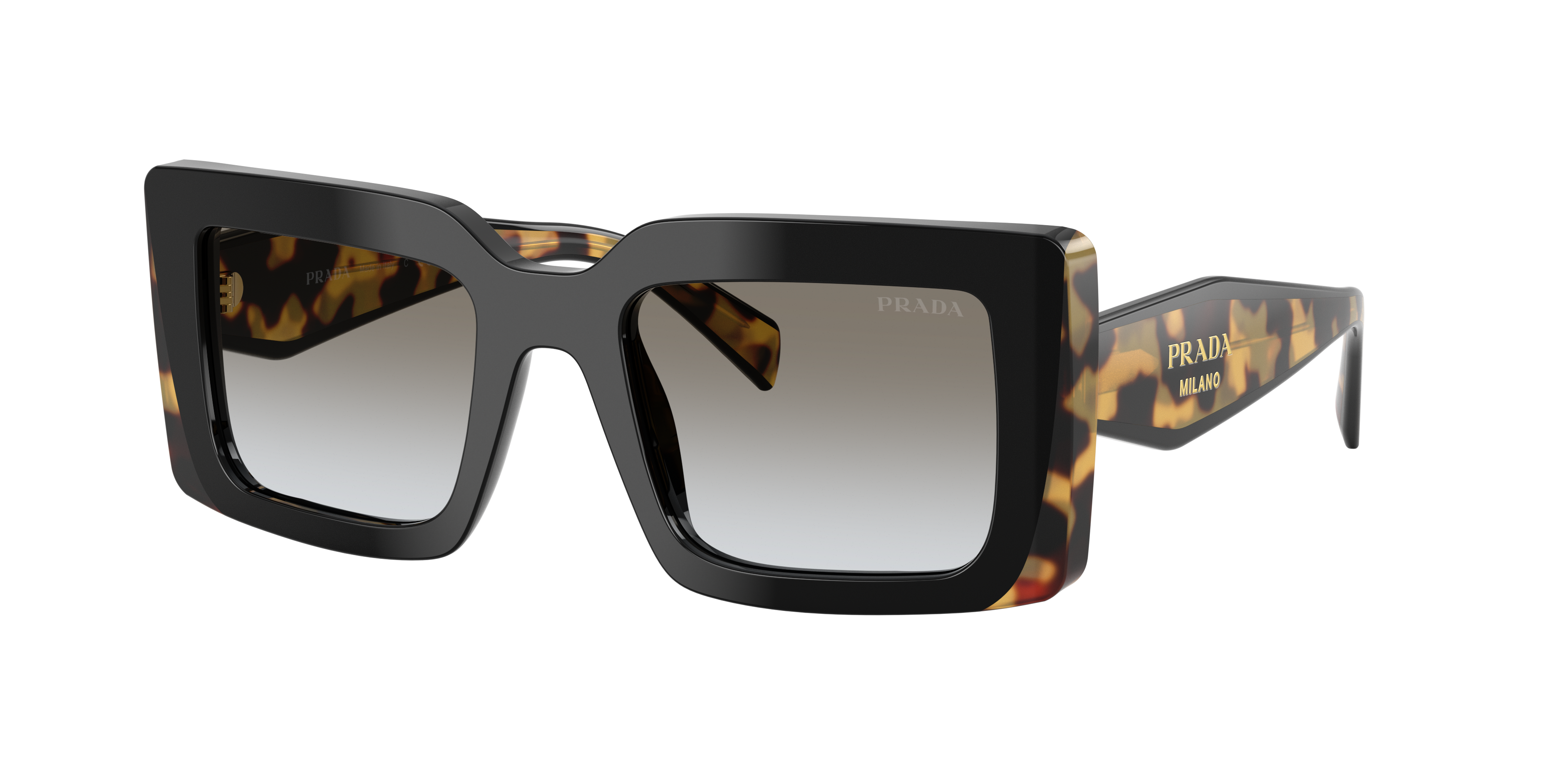Prada Woman Sunglass PR D01S -  Frame color: Black/Medium Tortoise, Lens color: Grey Gradient