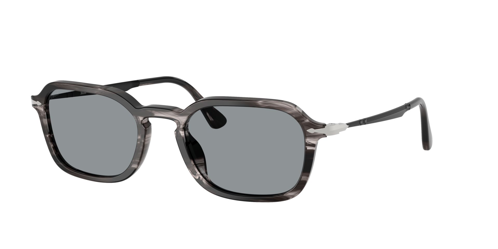 Persol Unisex Sunglass PO3381S -  Frame color: Striped Black & Grey, Lens color: Blue