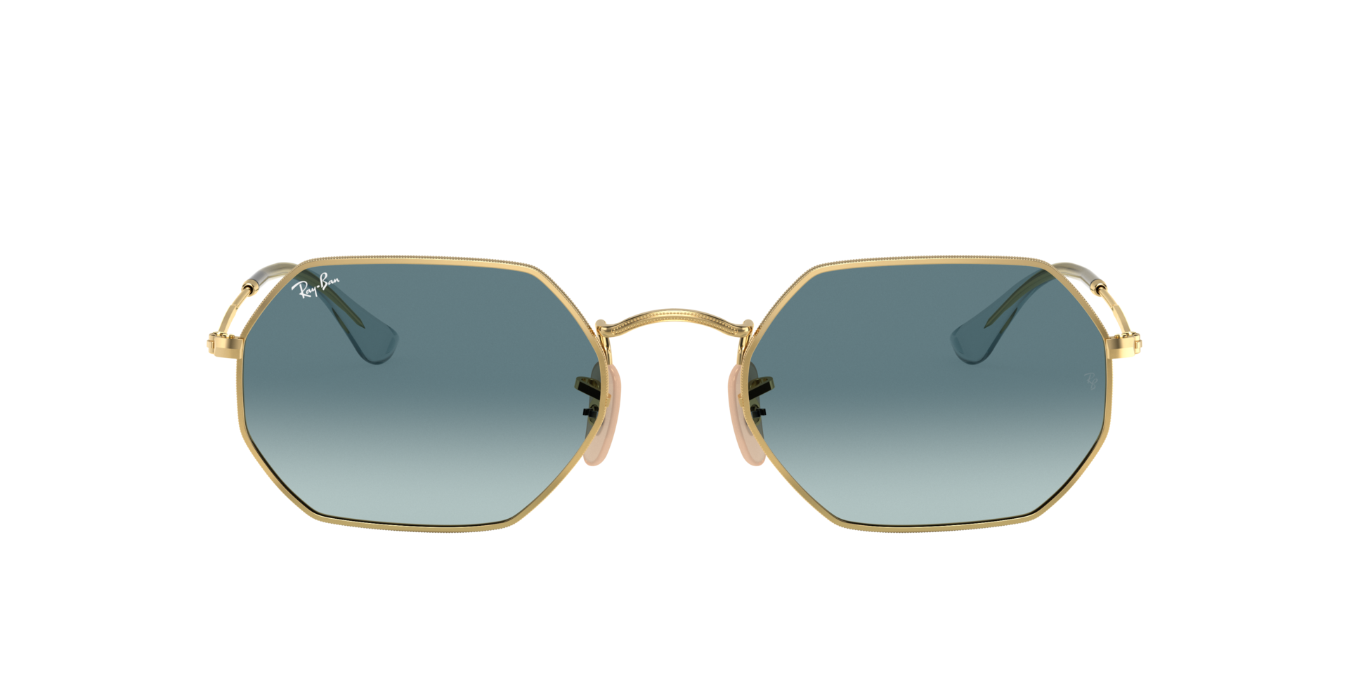 Ray-Ban Octagonal Gold Frame Sunglasses with Green Lenses Ray-Ban Octagonal 53mm RB 3556 Gold G-15 001 Italy NEW  main image 3