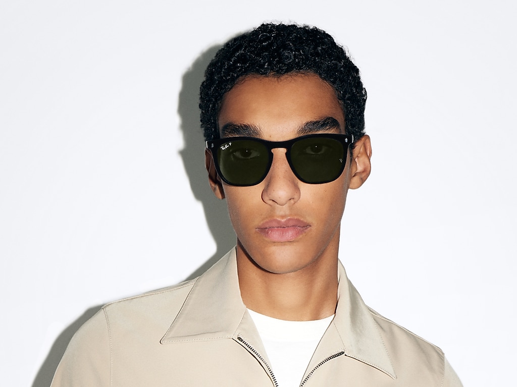 RAY-BAN RB2210 Black - Unisex Sunglasses, Green Lens