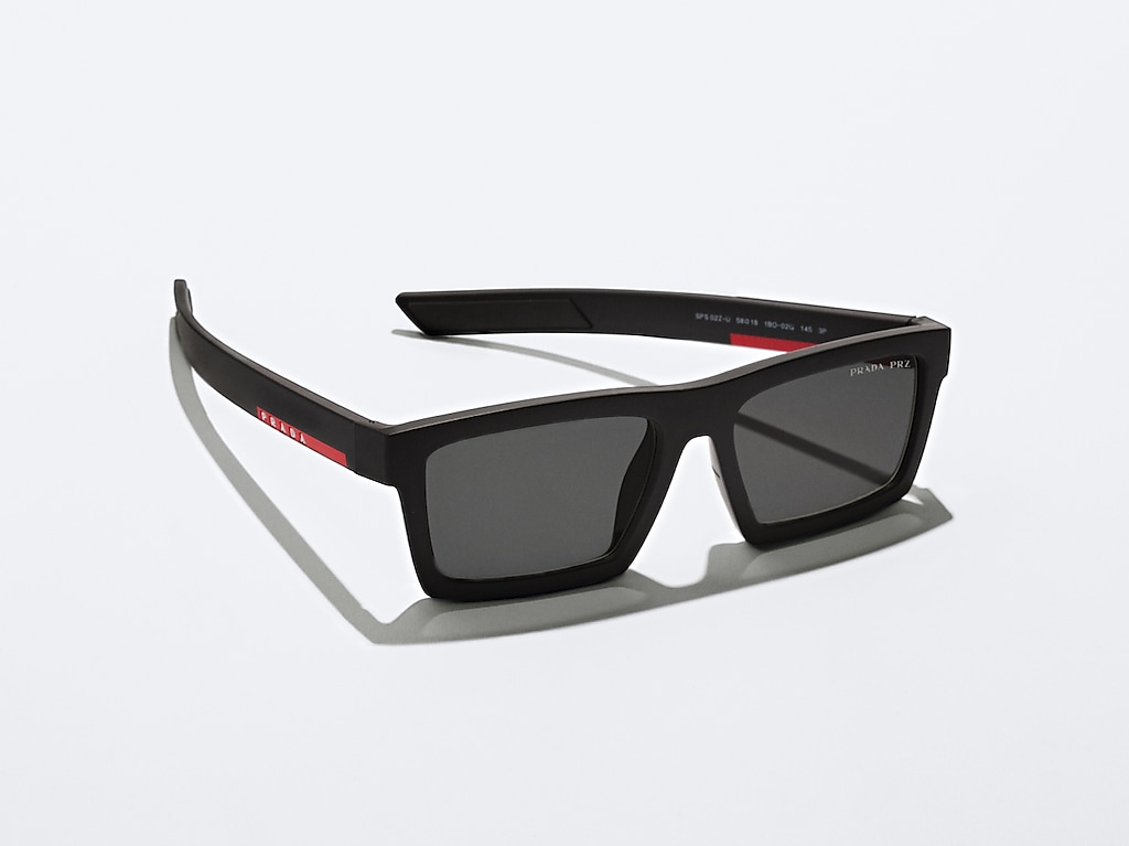 PRADA LINEA ROSSA PS 02ZSU Matte Black - Men Sunglasses, Dark Grey Polarized Lens