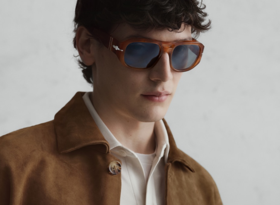 Persol PO3373S - Vincent XL (56 - 20) with Blue lenses and Brown