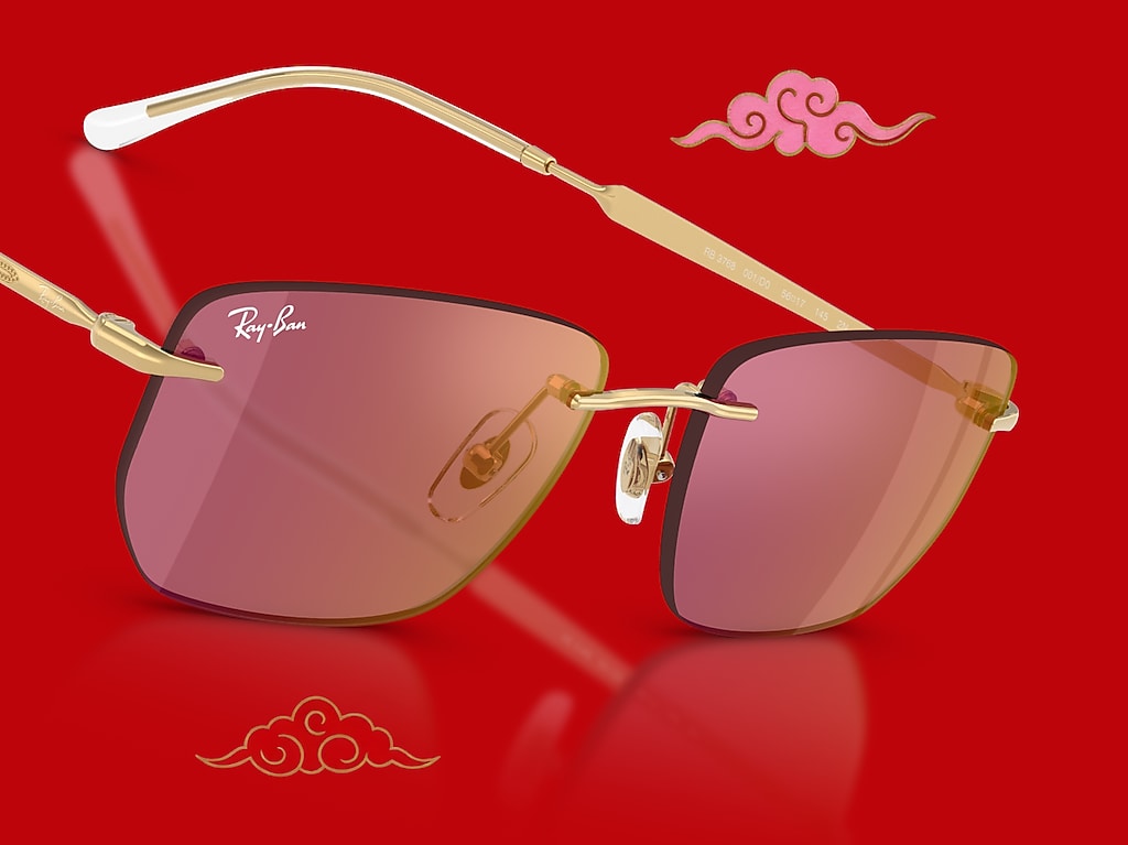 Ray-Ban サングラスRB3768 Ray-Ban RB3768 M (56 - 17) with Red lenses and Gold frame
