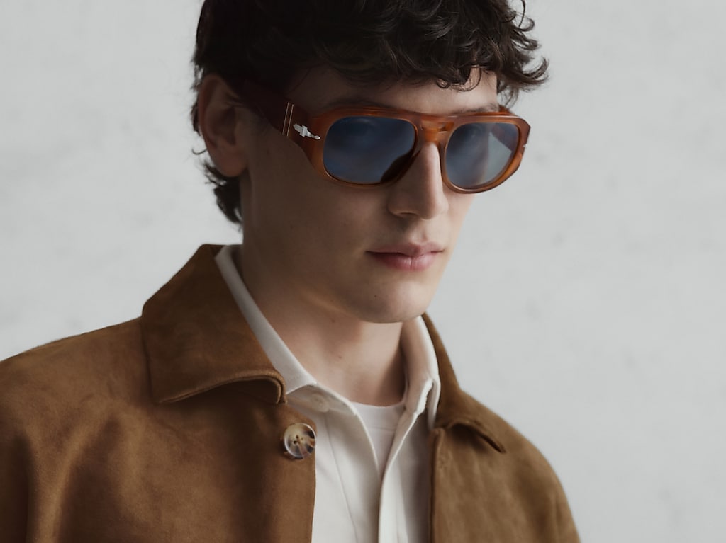 PERSOL PO3373S - Vincent Terra Di Siena - Unisex Luxury Sunglasses, Light Blue Lens