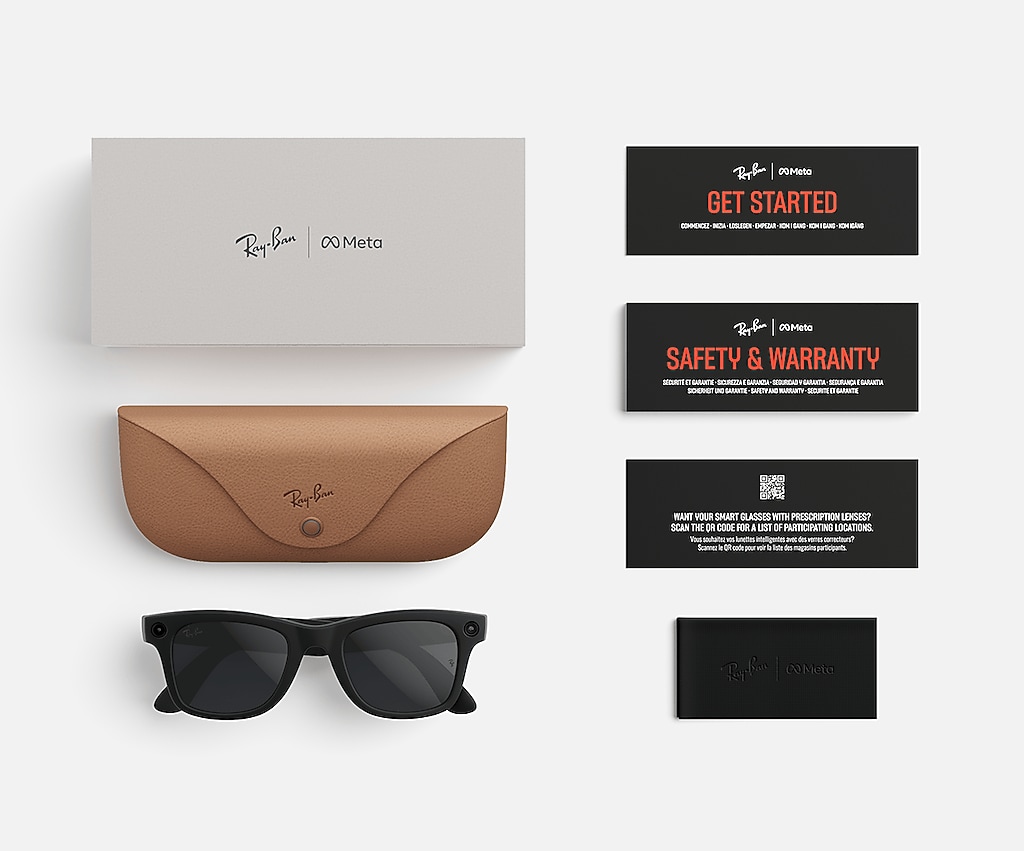 RW4012 Ray-Ban Meta Wayfarer Black - Unisex Sunglasses, Clear/Graphite Green Lens