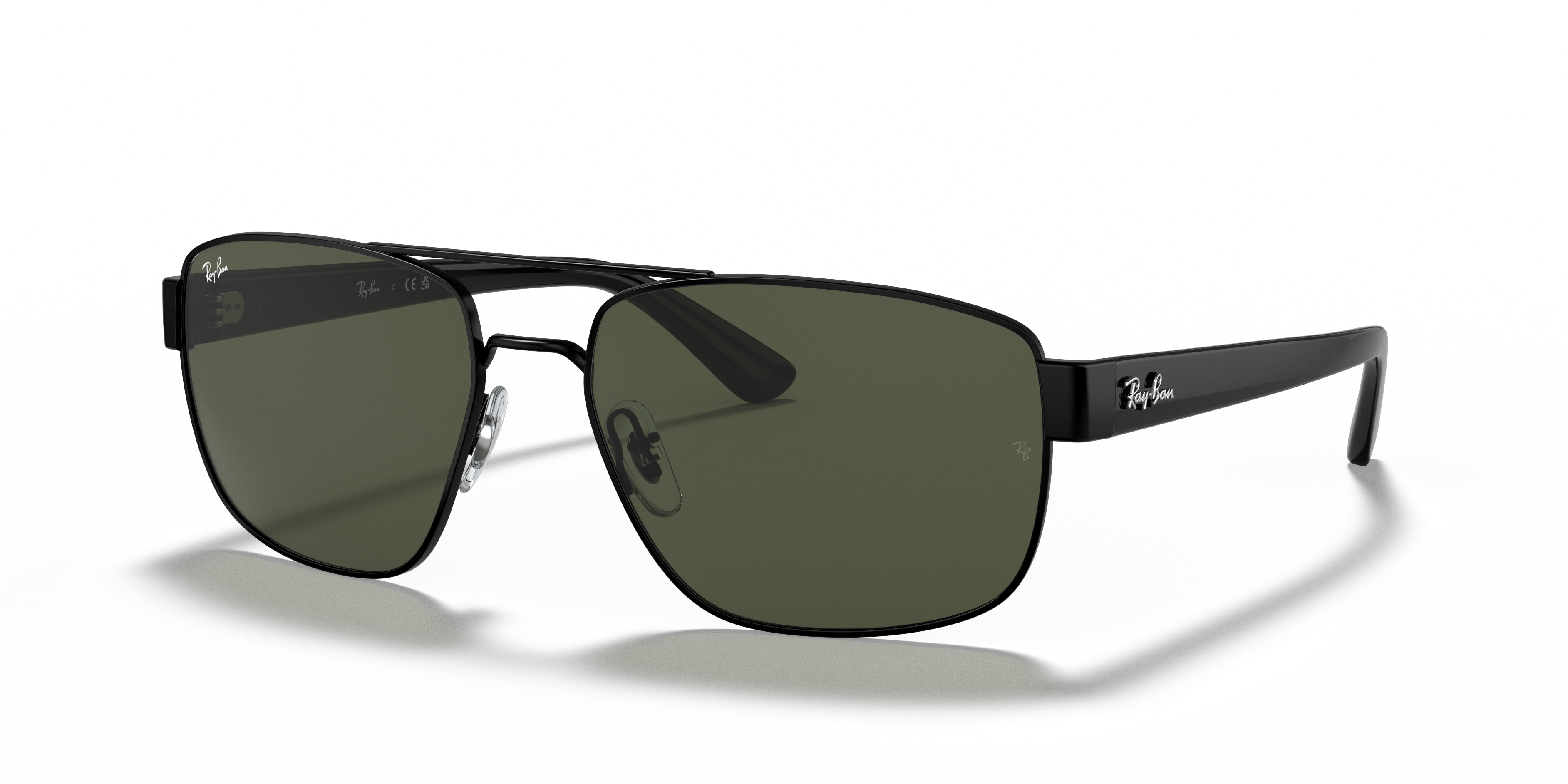 Ray-Ban RB3663 XL (60 - 17) with Green lenses and Black frame