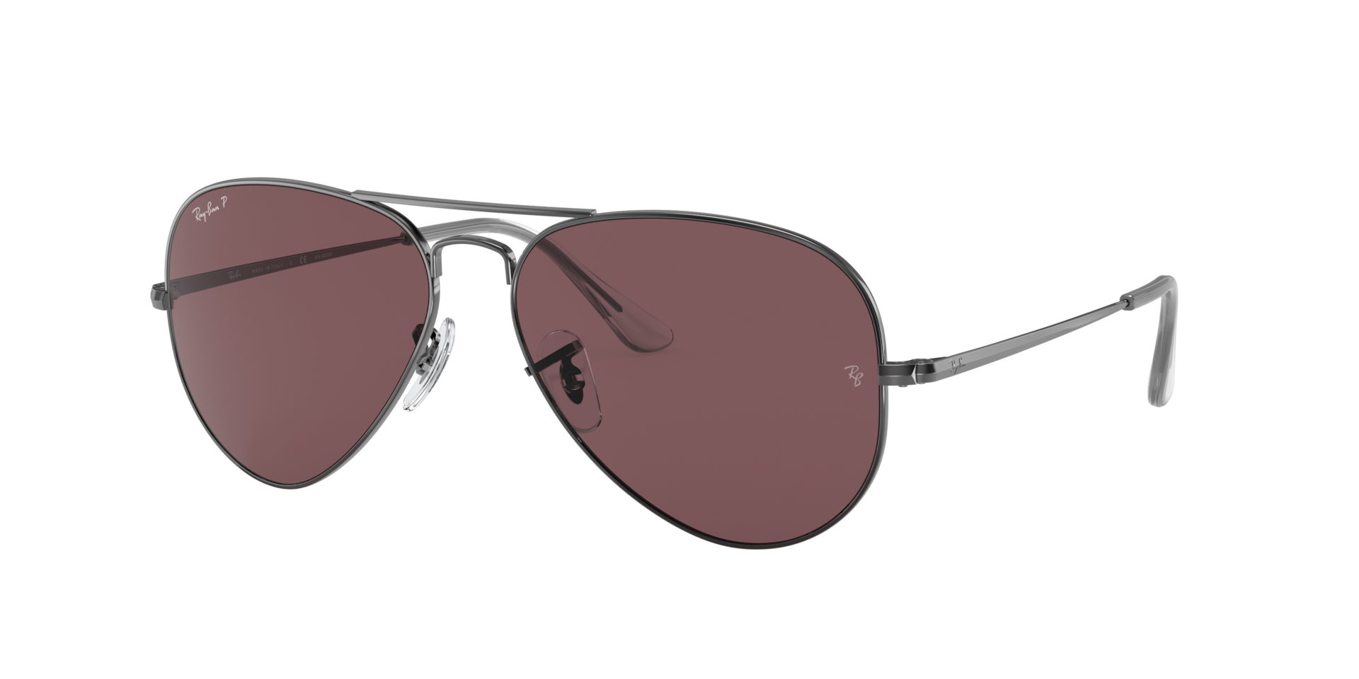 RAY-BAN Unisex Sunglasses Aviator Metal II - Frame color: Gunmetal, Lens color: Violet Polarized