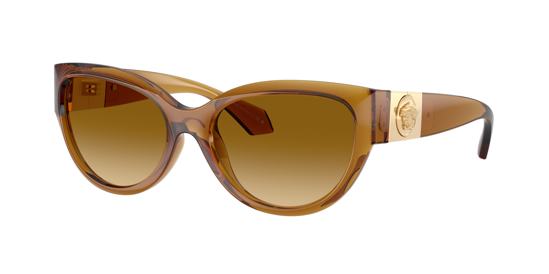 Versace Yellow Ve4524u 53472L Woman Sunglasses Injected Cat Eye Normal Nuanced - Image 2