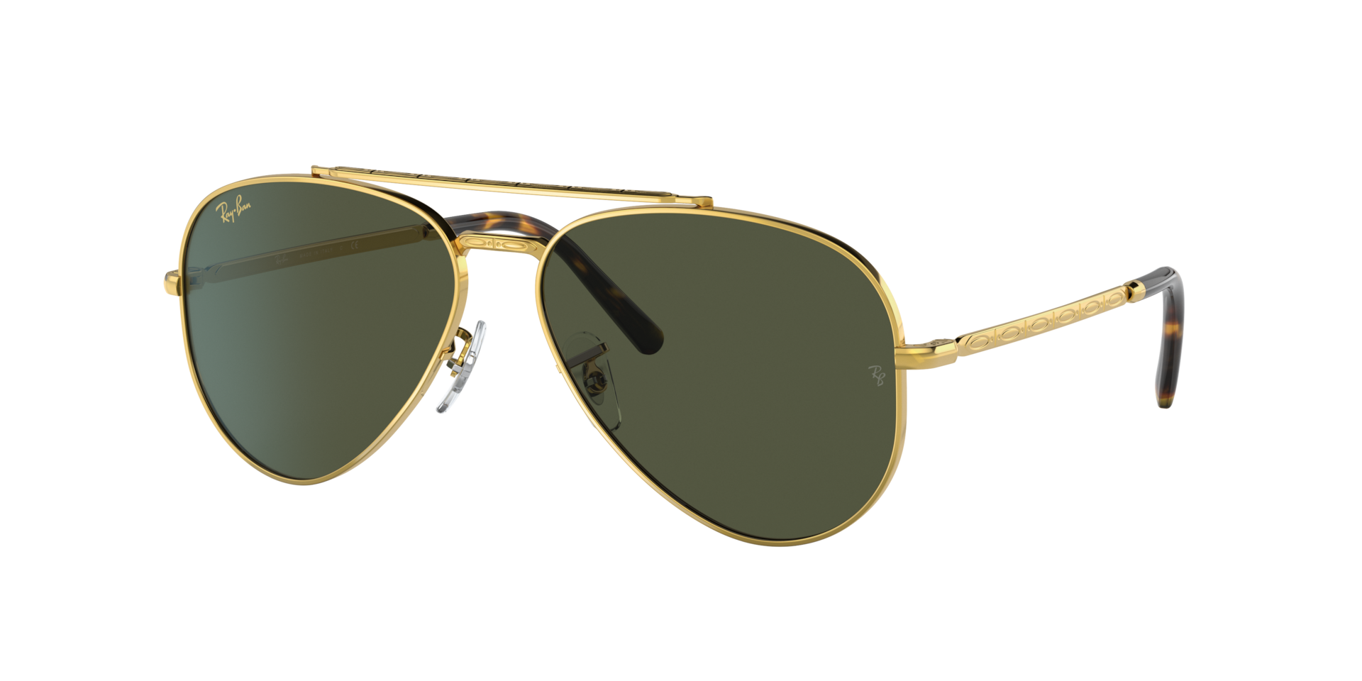 ハンドメイド・手芸 RayBan Aviator Ray-Ban New Aviator XXL (62 - 14) with Green lenses and Gold frame