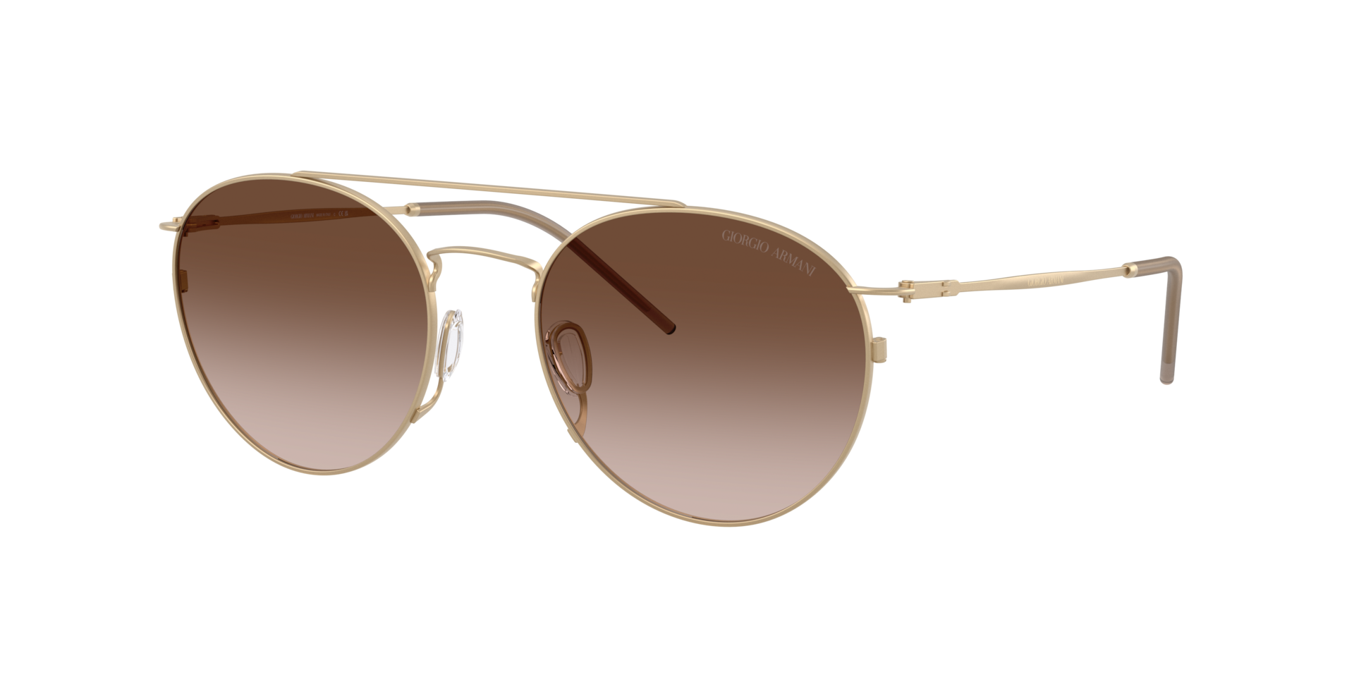 Giorgio Armani Mann Sunglass AR6183 - Rahmenfarbe: Matt Hellgold, Linsenfarbe: Braun Verlaufstönung