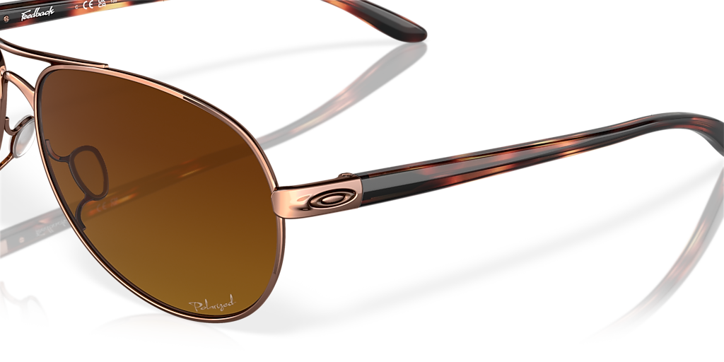 Oakley Feedback Rose Gold Pilot Sunglasses Brown Gradient Lenses 004079-01 -Case Oakley Feedback M (59 - 13) with Brown lenses and Pink frame  main image 4
