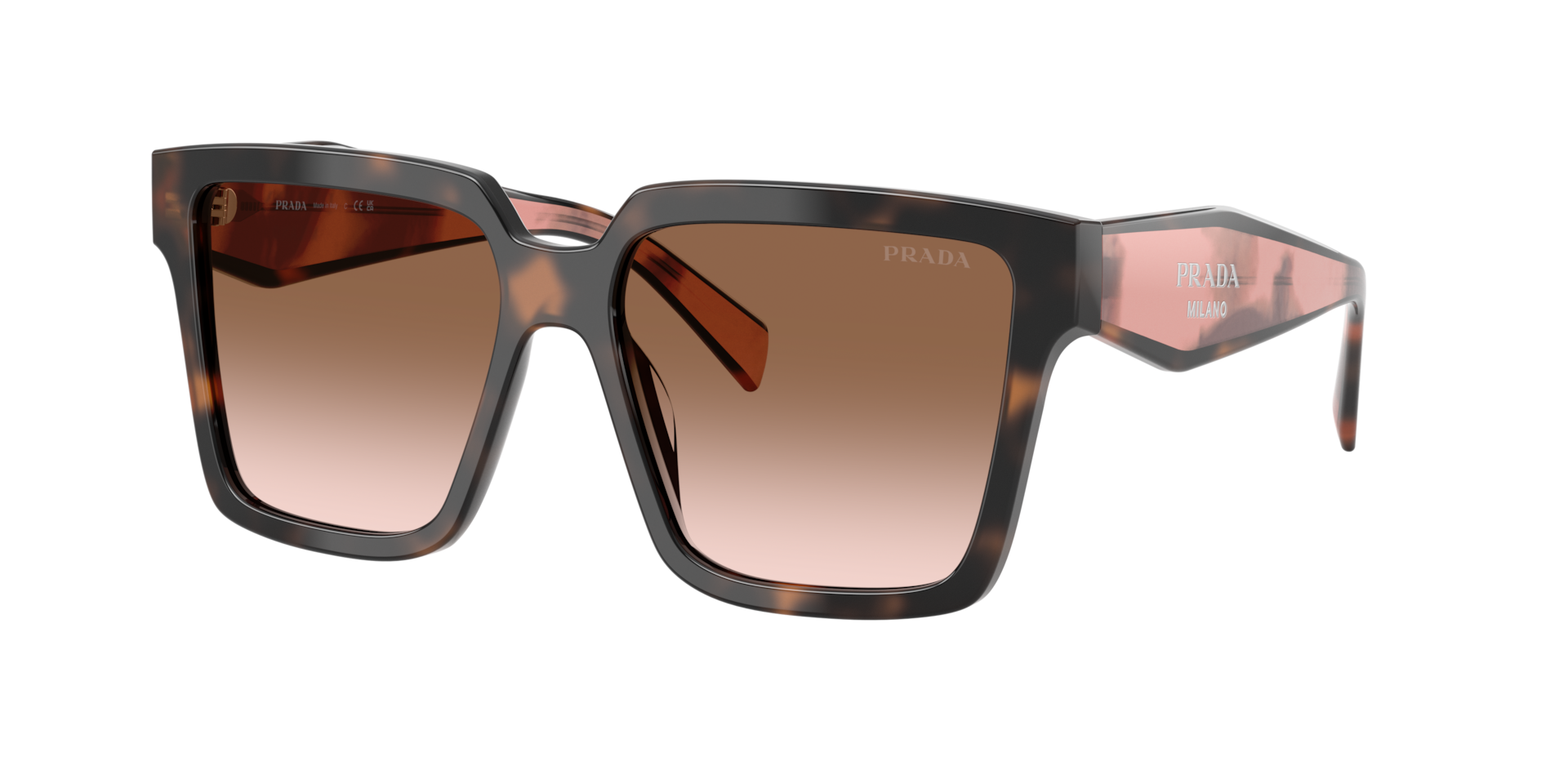 Prada Woman Sunglass PR 24ZS -  Frame color: Mauve Tortoise, Lens color: Brown Gradient