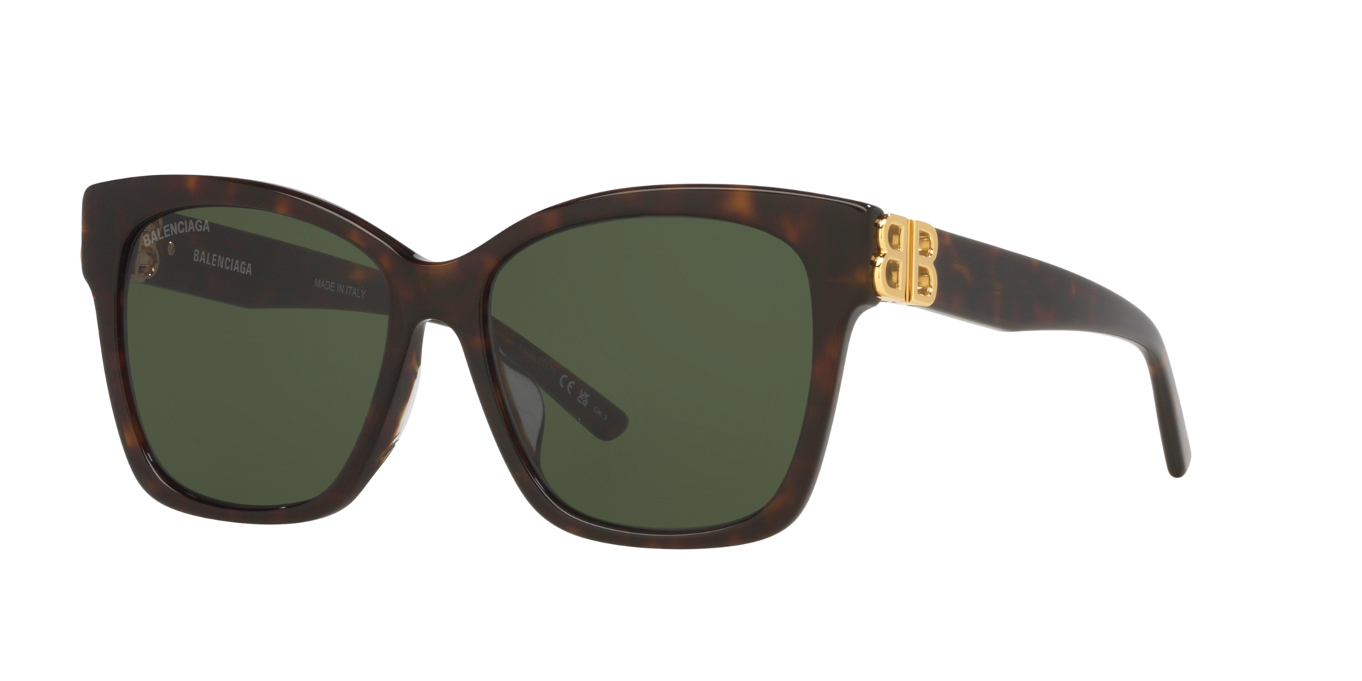Balenciaga BB0102SA M (57 - 16) with Green lenses and Tortoise