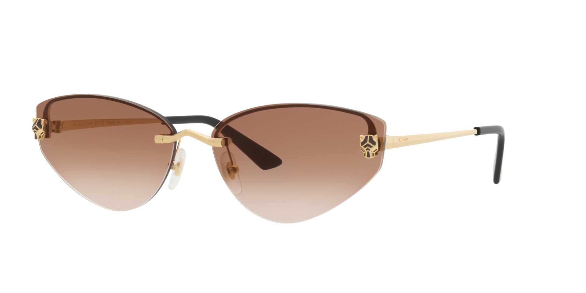 Cartier Femme Sunglass CT0431S - Couleur du Monture Or Couleur de Lentille Brun 1050 €
