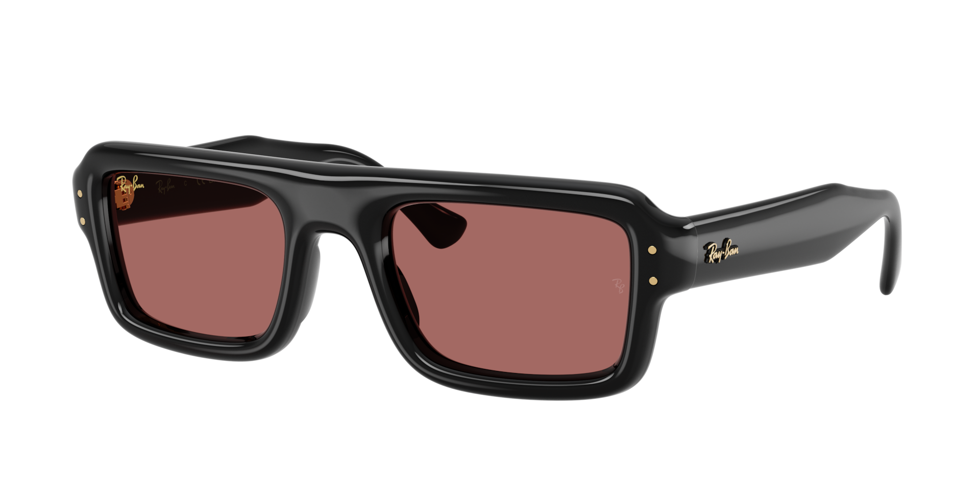 Ray-Ban Unisex Sunglass Flacko Puffer -  Frame color: Black, Lens color: Dark Violet