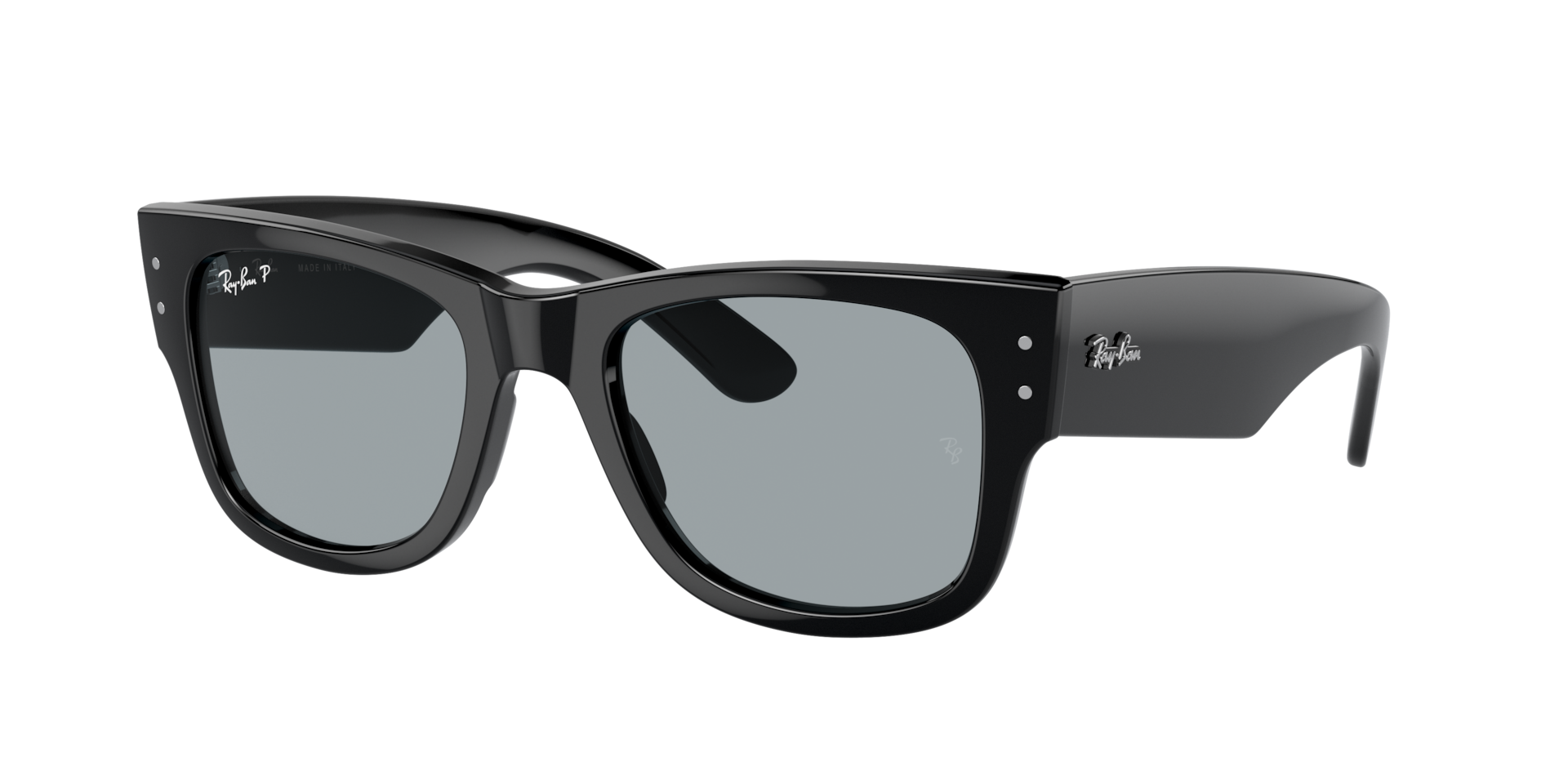 Ray-Ban Unisex Sunglass Mega Wayfarer - Rahmenfarbe: Schwarz, Linsenfarbe: Dunkelblau polarisiert