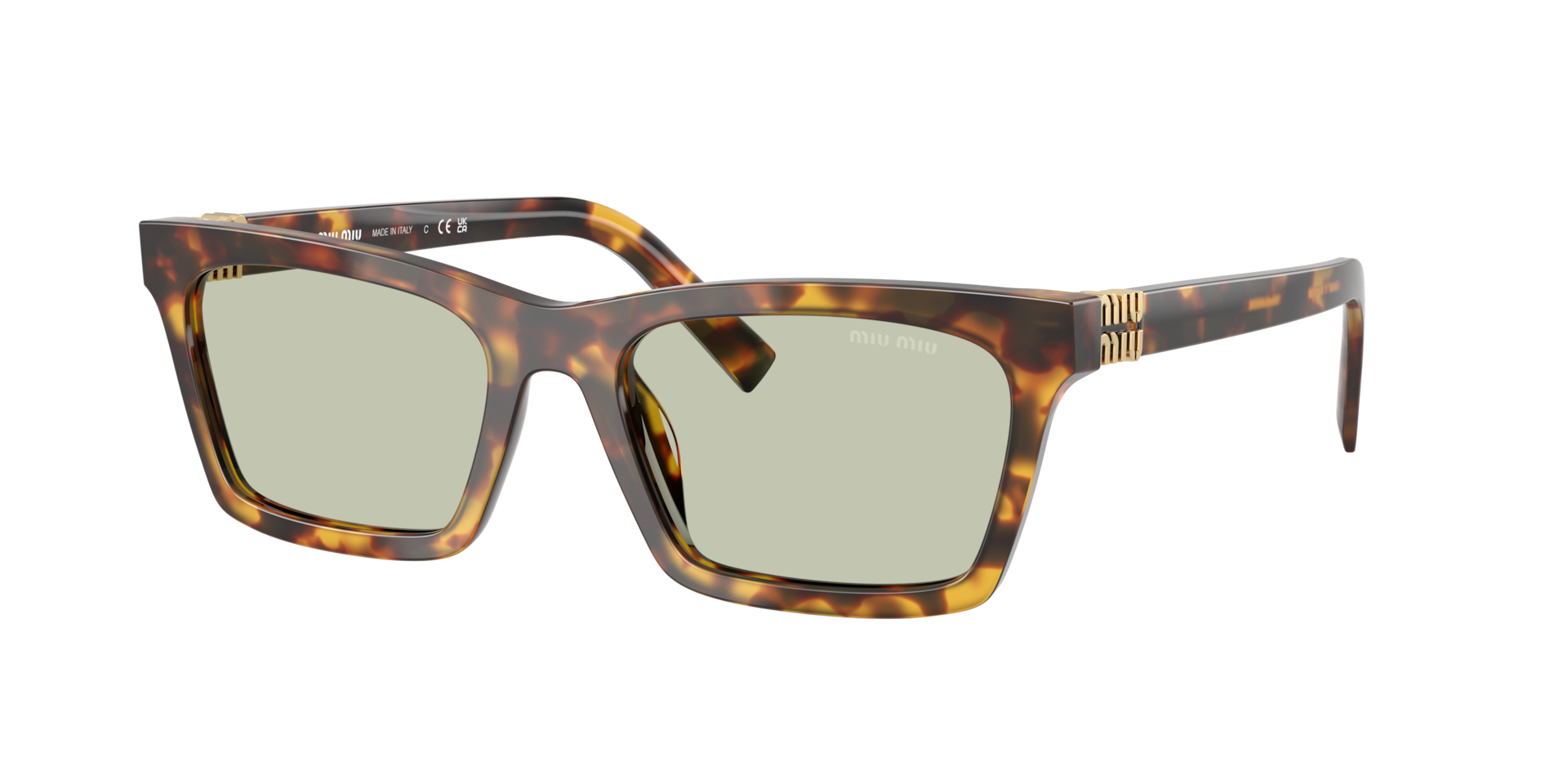 Miu Miu Femme Sunglass MU A05S - Couleur du Monture Havana Miel Couleur de Lentille Vert clair 245 €
