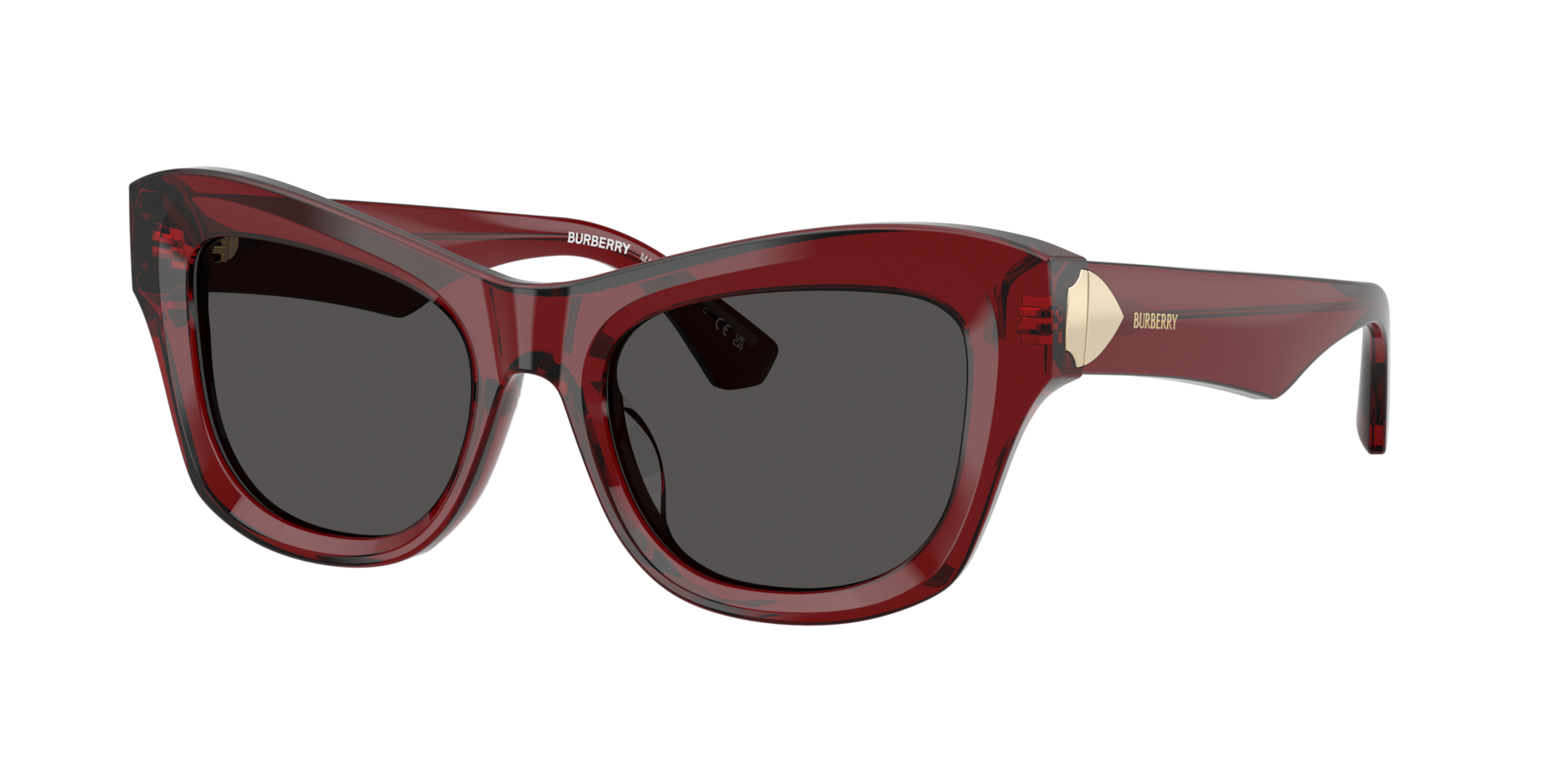 Burberry Femme Sunglass BE4442U - Couleur du Monture: Bordeaux, Couleur de Lentille: Gris foncé