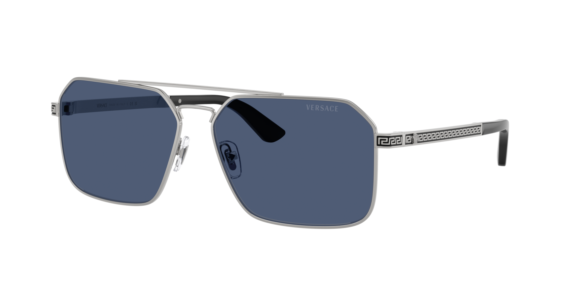 Versace Mann Sunglass VE2306 - Rahmenfarbe: Silber Versace, Linsenfarbe: Dunkelblau