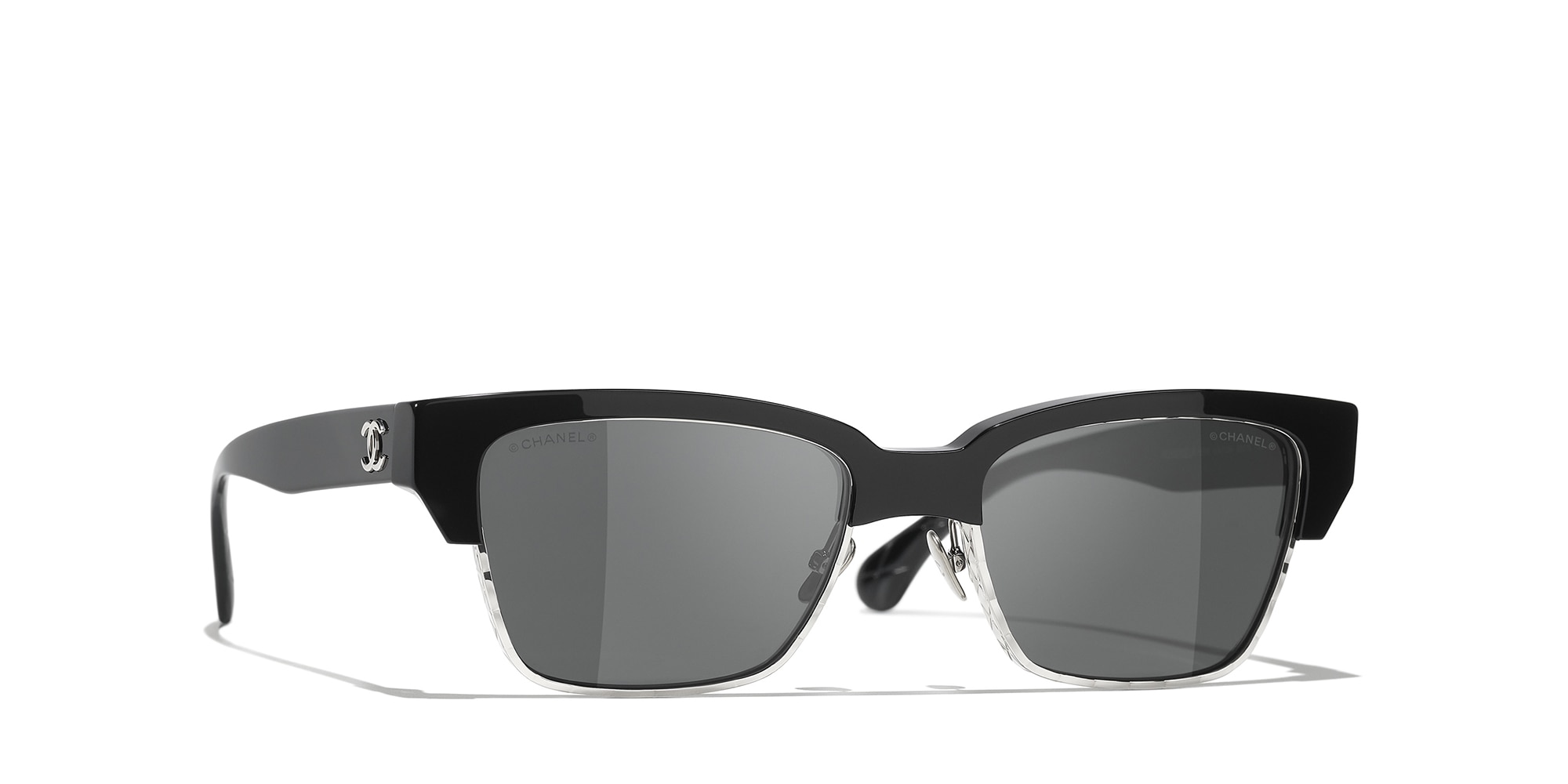 Chanel Woman Sunglass Cat Eye Sunglasses CH5558 -  Frame color: Black, Lens color: Black