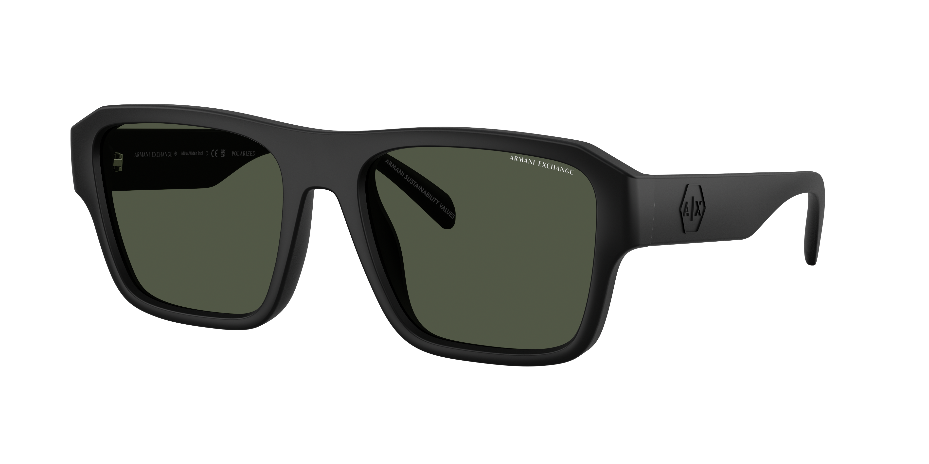 Armani Exchange Man Sunglass AX4154SU -  Frame color: Matte Black, Lens color: Polarized Green
