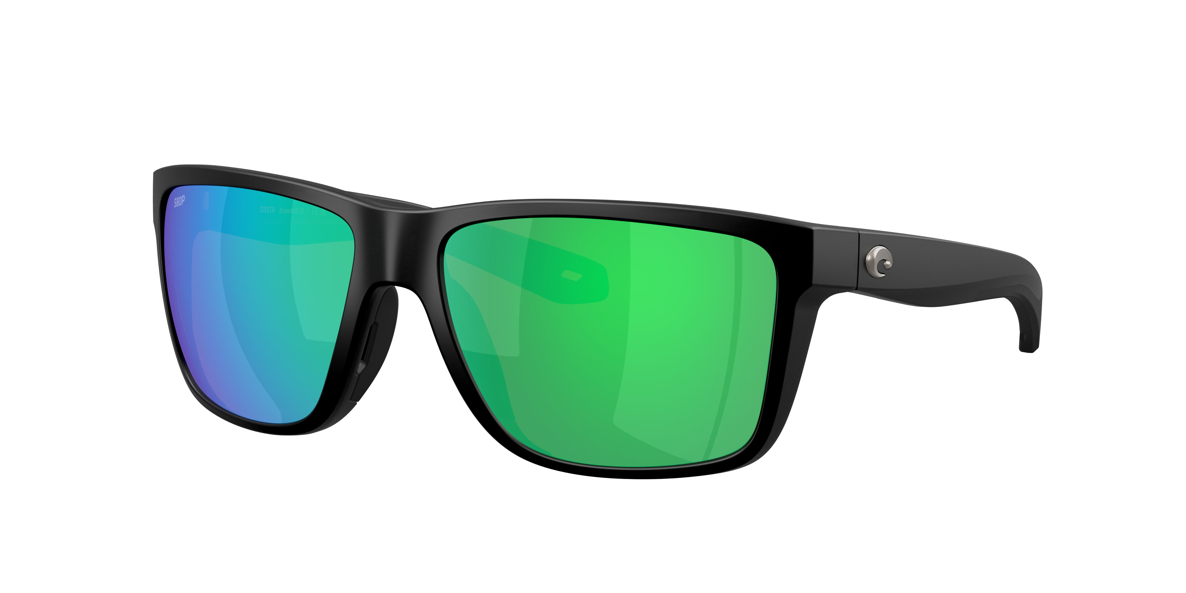 Costa Man Sunglass Broadbill II -  Frame color: Matte Black, Lens color: Green Mirror