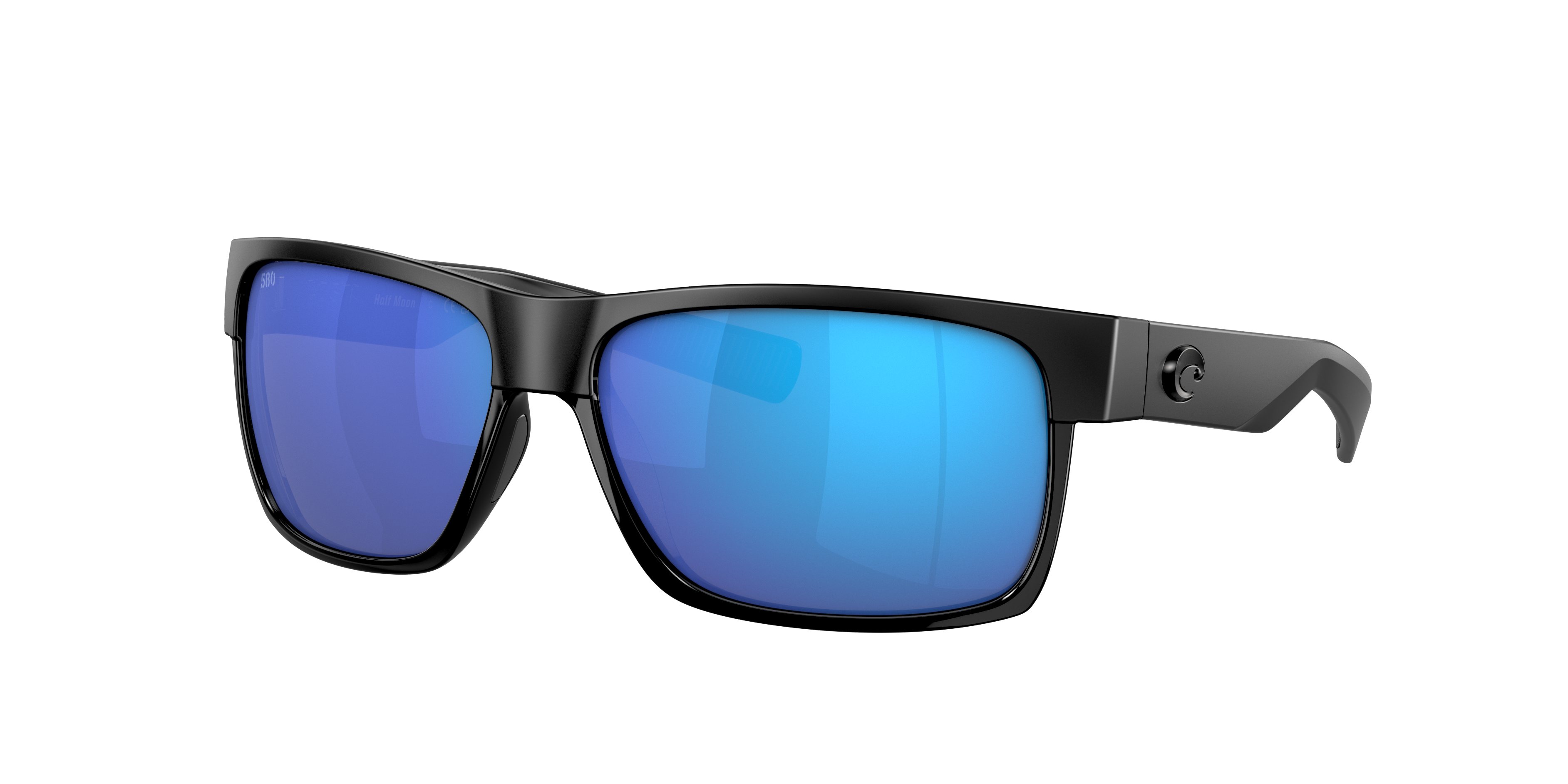 Costa Man Sunglass Half Moon -  Frame color: Shiny Black, Lens color: Blue Mirror