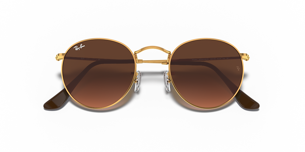 Ray-Ban ROUND L ピンクレンズ ゴールド RB3447 Ray-Ban Round Metal L (53 - 21) with Pink lenses and Yellow frame