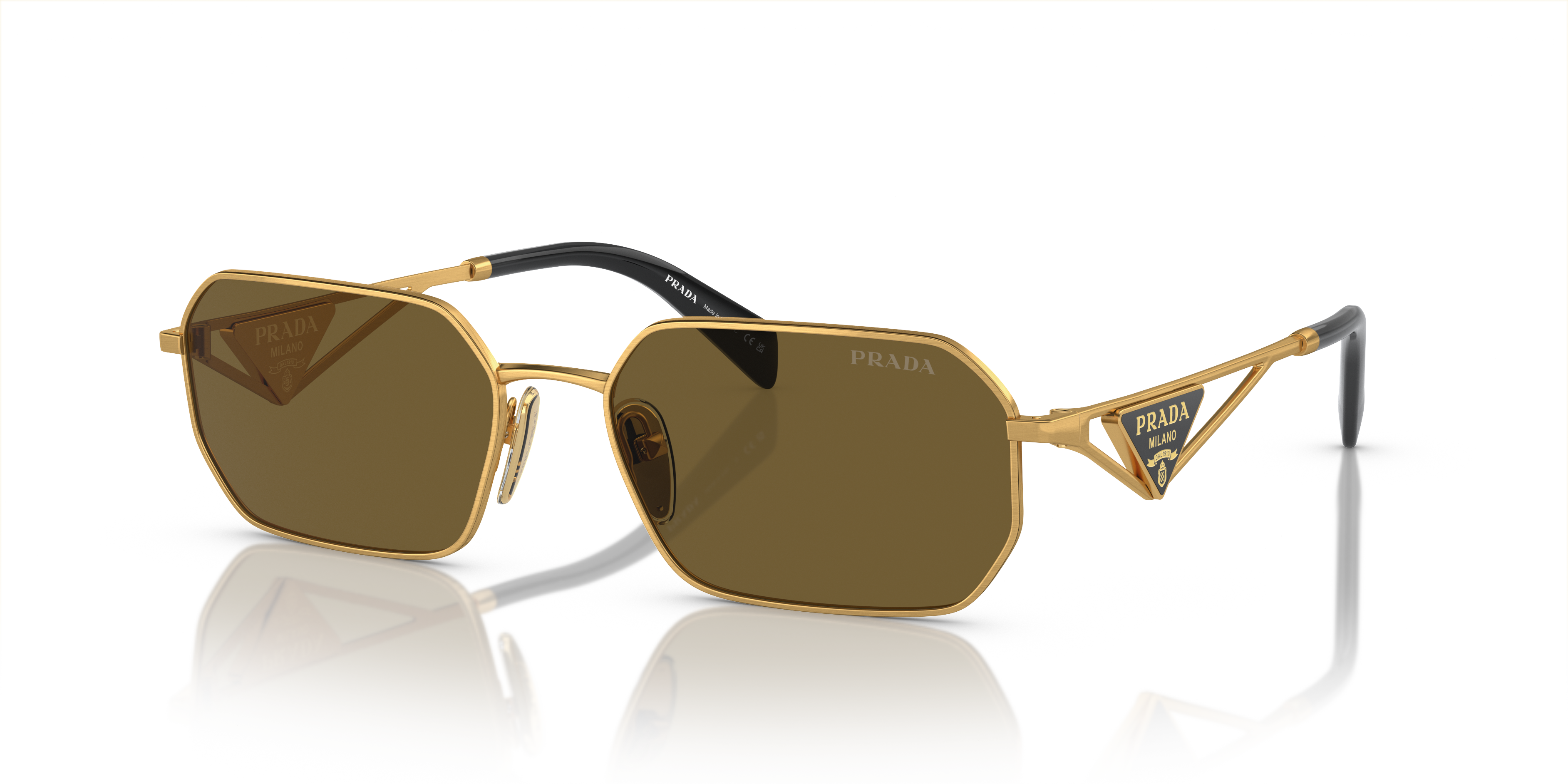 Prada PR A51S XL (58 - 17) com Lentes Marrom e Armação Ouro
