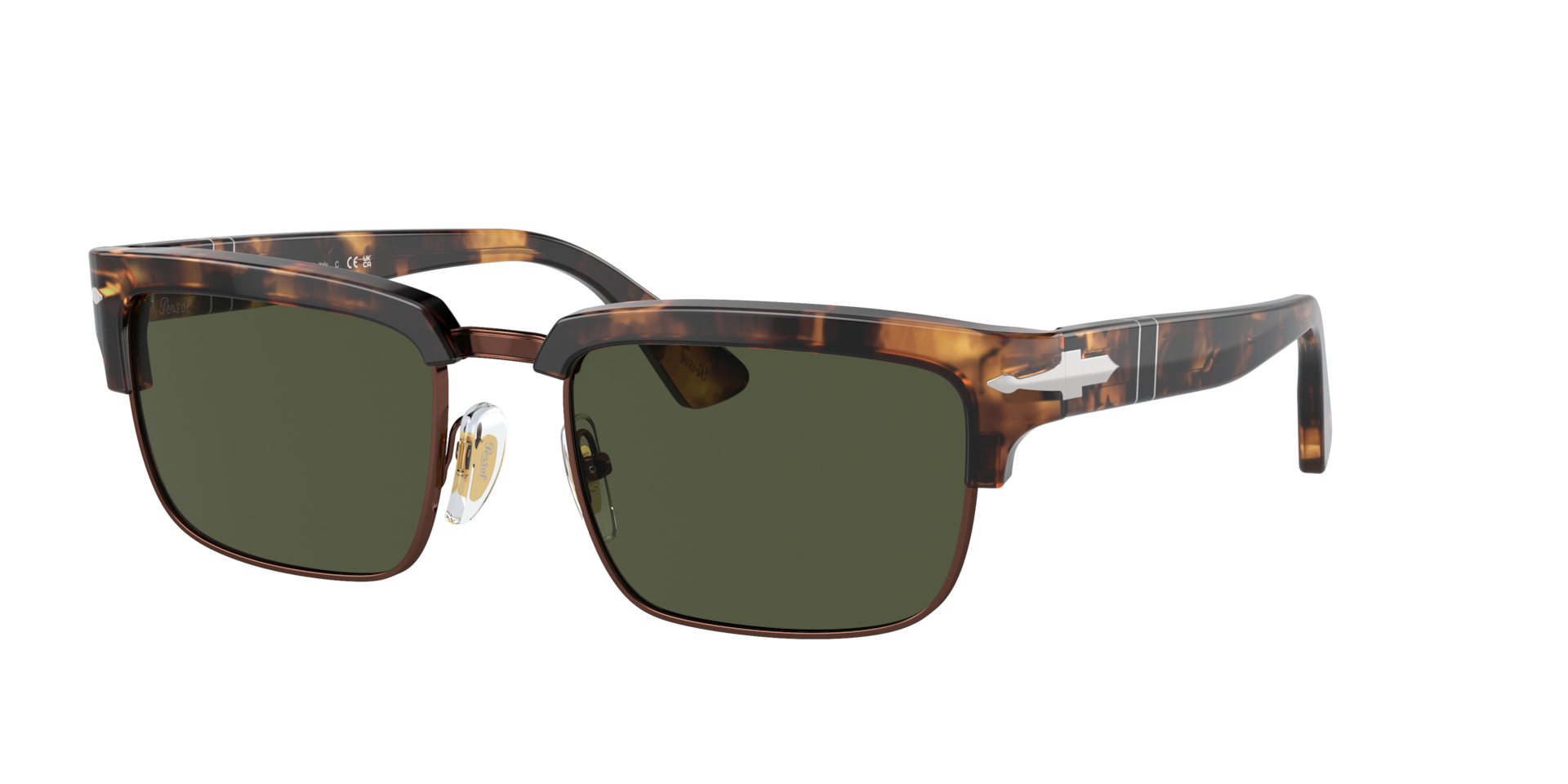 Persol Unisex Sunglass PO3354S - Frame color: Honey Tortoise/Brown, Lens color: Green
