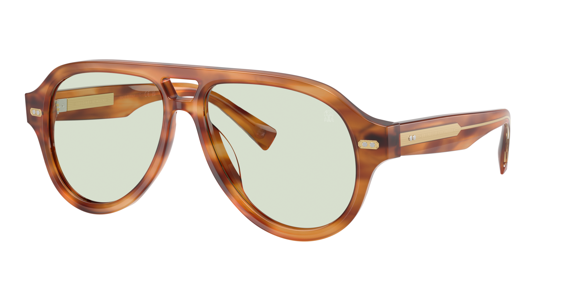 Brunello Cucinelli Homme Sunglass BC4017S PAUL - Couleur du Monture Havana Miele Couleur de Lentille Transition Green 900 €