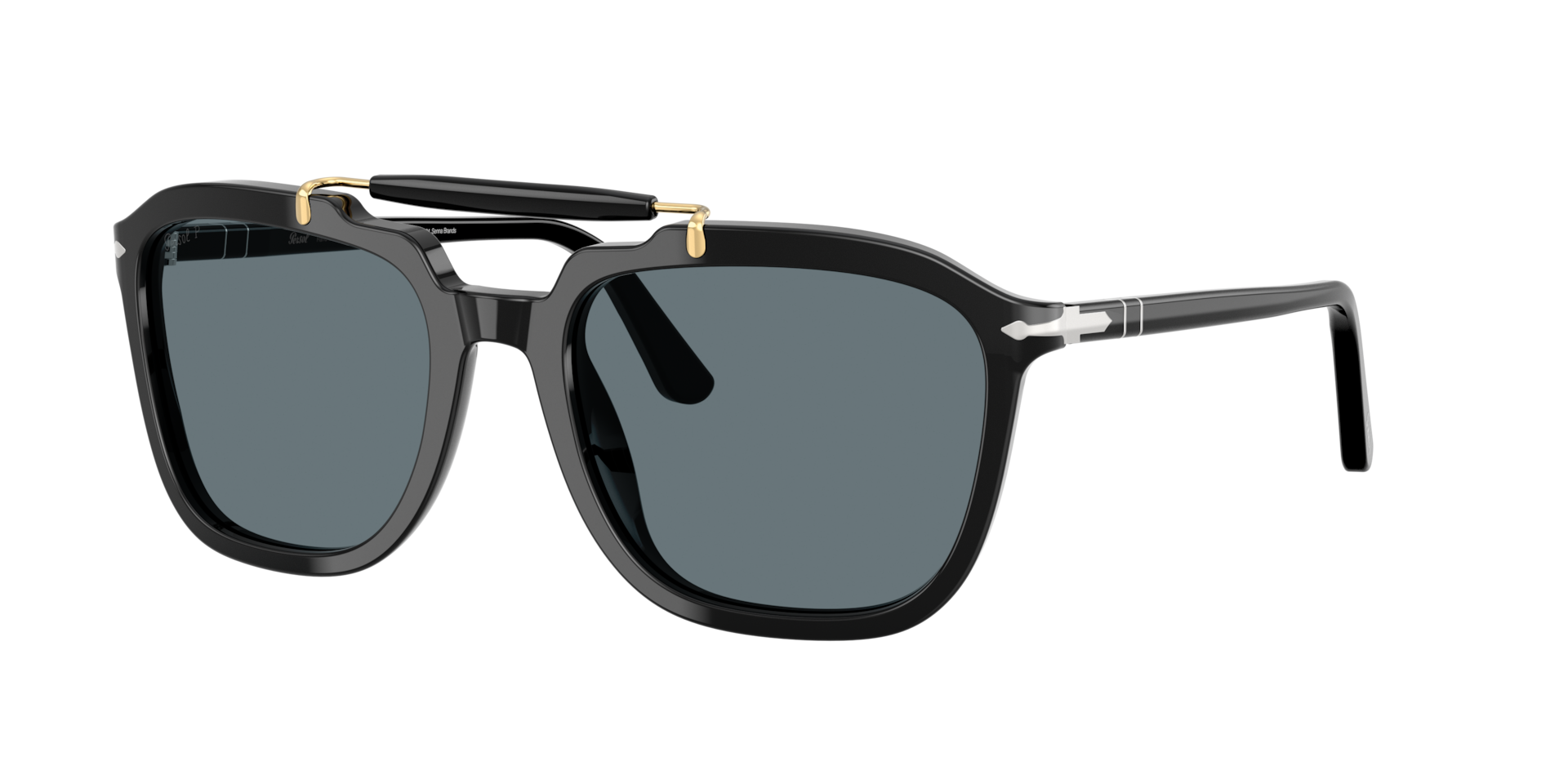 Persol Unisex Sunglass PO0203S - Senna Series -  Frame color: Black, Lens color: Dark Blue Polarized
