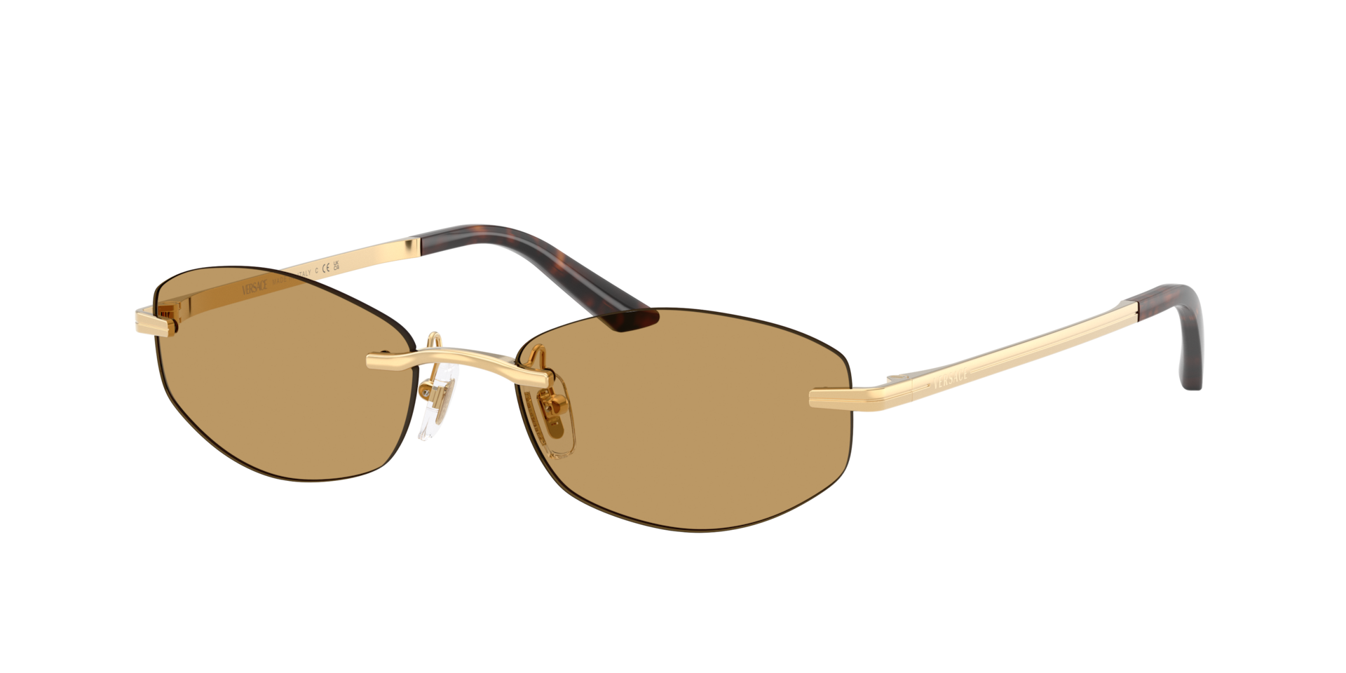 Versace Gold/Brown Ve2308d 152373 Woman Sunglasses Metal Geometric Normal - Image 3