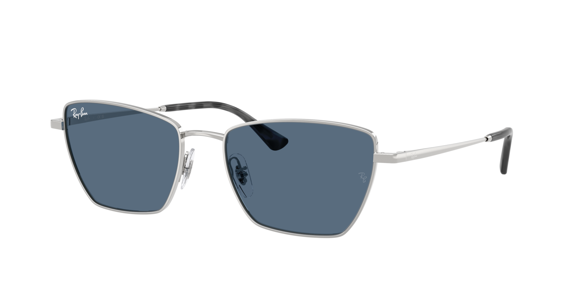 Ray-Ban Unisex Sunglass Drea Bio-Based -  Frame color: Silver, Lens color: Dark Blue