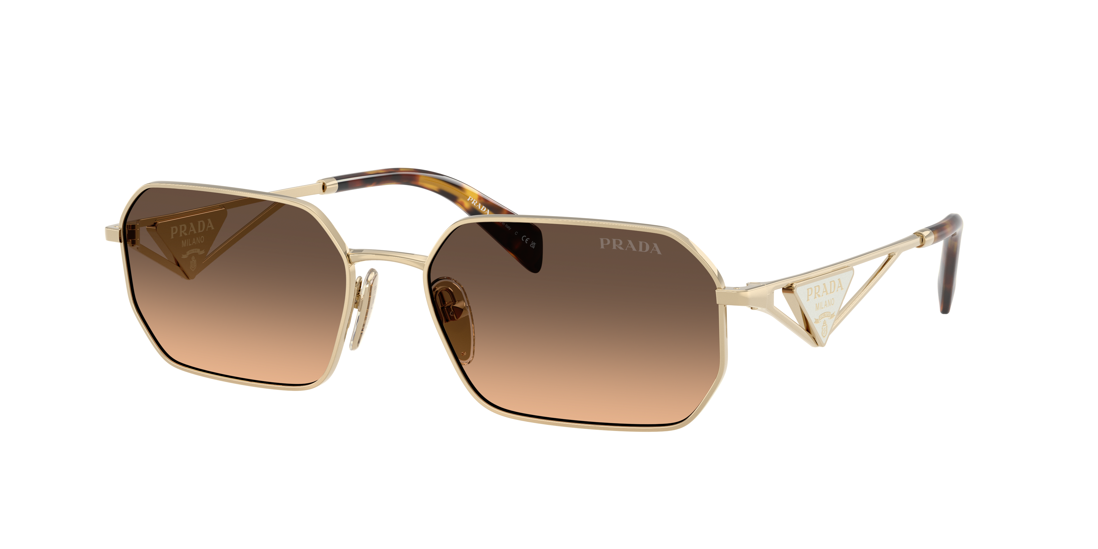 Prada PR A51S XL (58 - 17) with Brown lenses and Gold frame