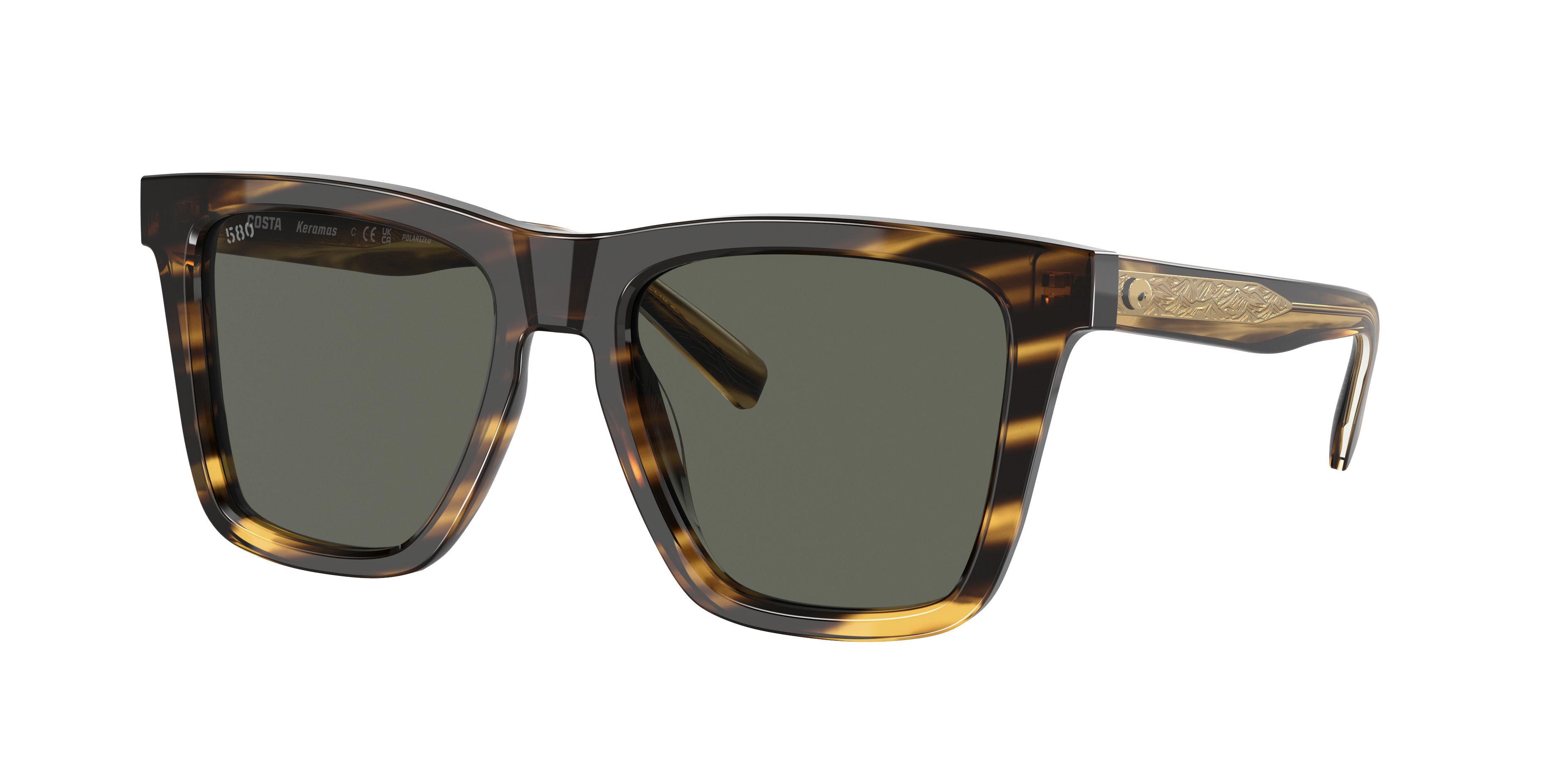 Costa Man Sunglass Keramas -  Frame color: Tortoise, Lens color: Gray