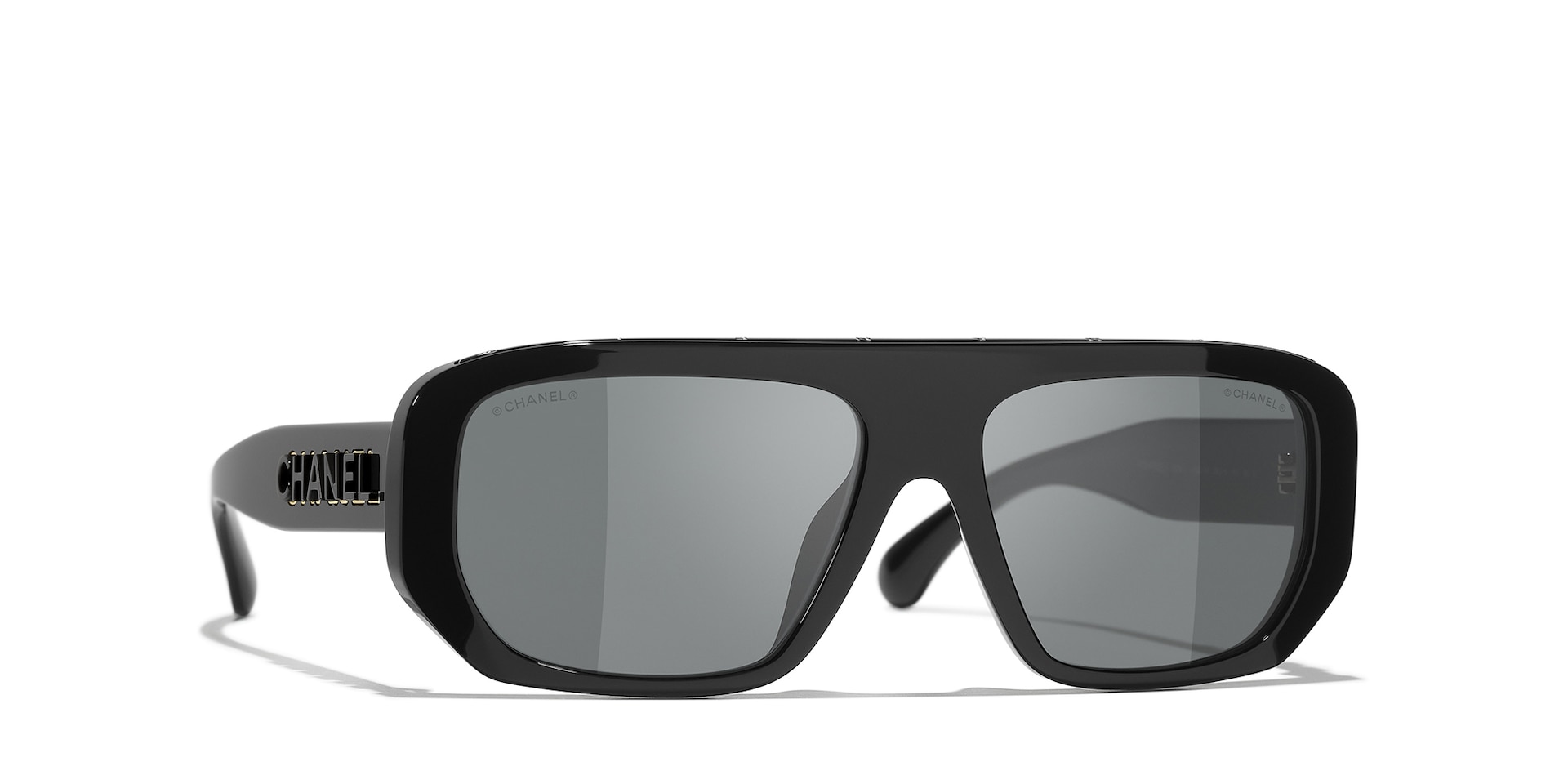 Chanel Woman Sunglass Shield Sunglasses CH5556U -  Frame color: Black, Lens color: Grey
