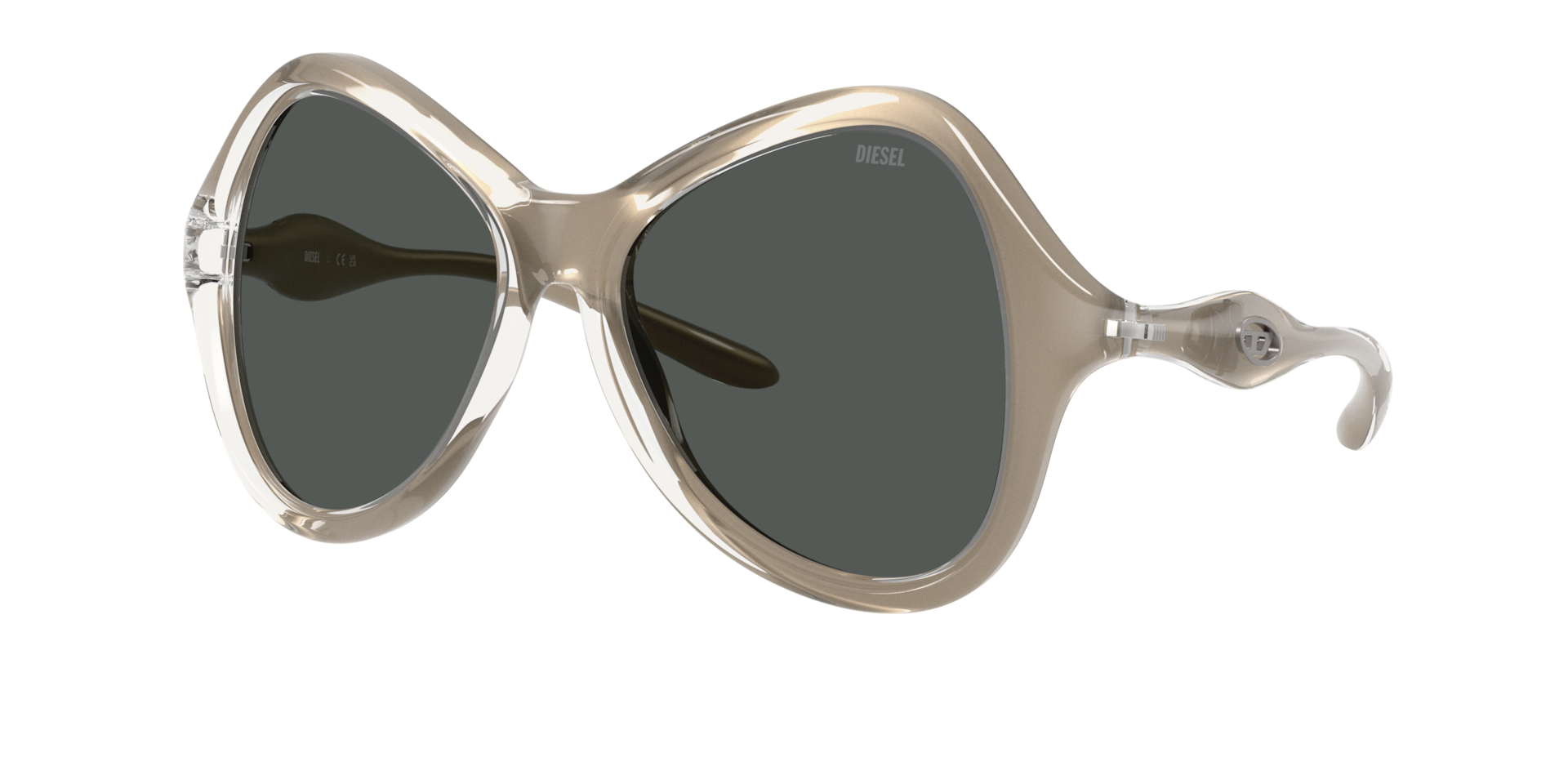 Diesel Unisex Sunglass DL3010U -  Frame color: Crystal/Varnish, Lens color: Dark Grey