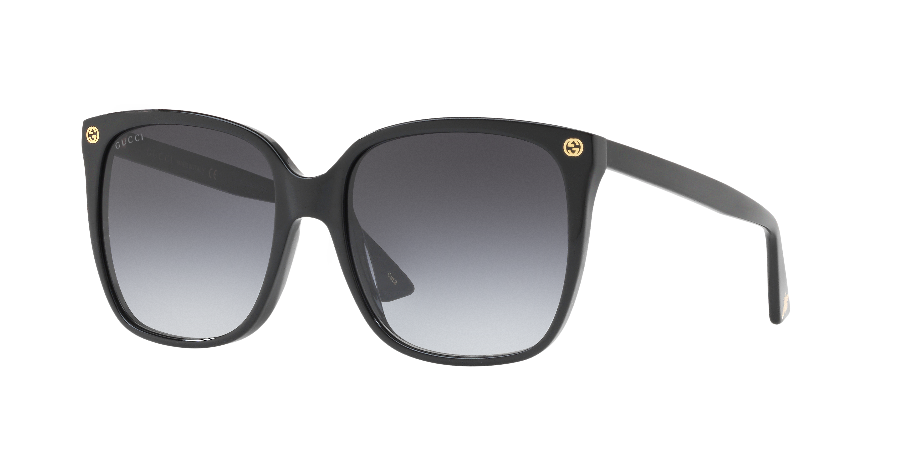 Gucci GG0022S L (57 - 18) com Lentes Cinza e Armação Preto