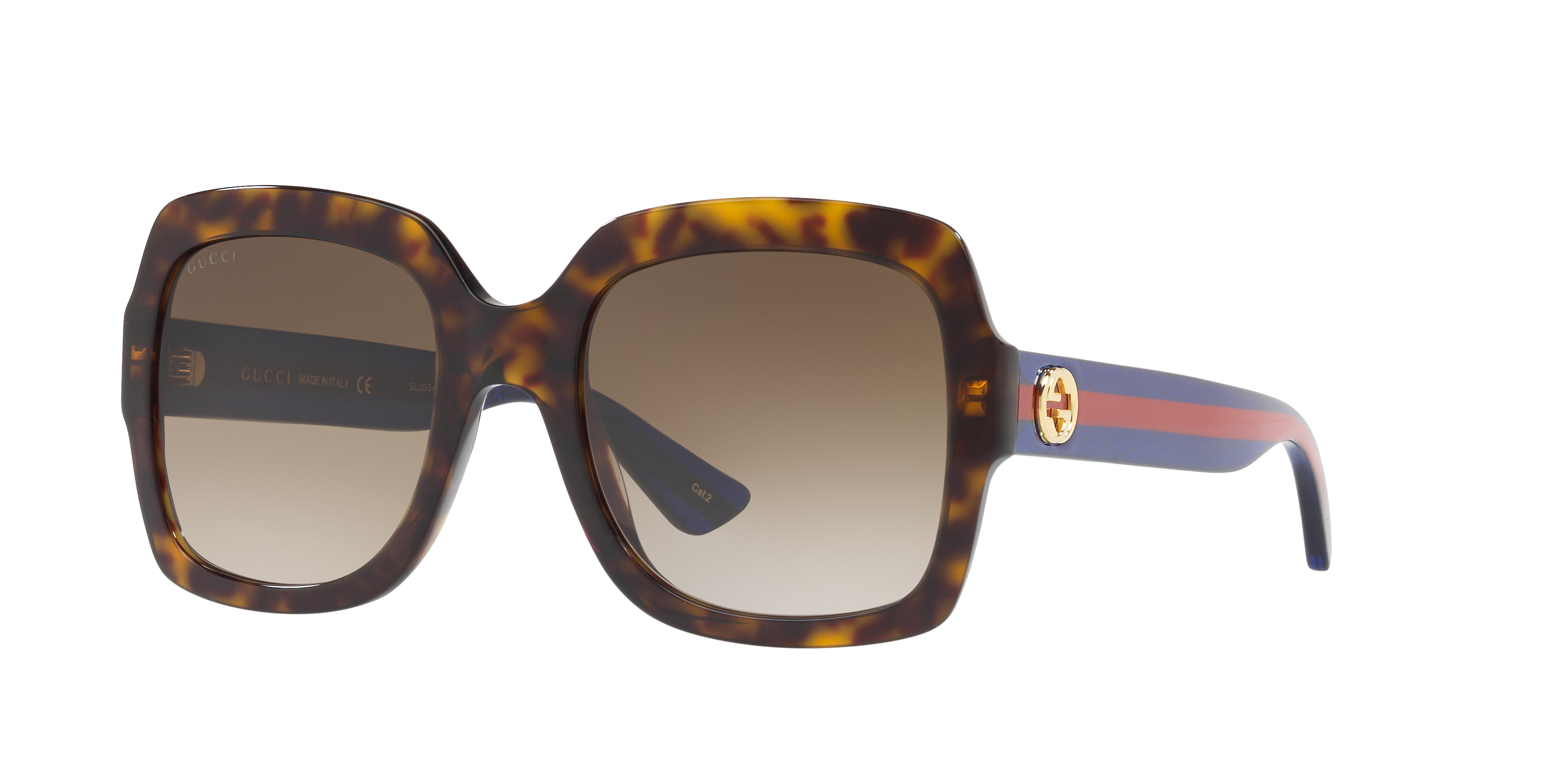 Gucci GG0036SN L (54 - 22) with Blue lenses and Brown frame