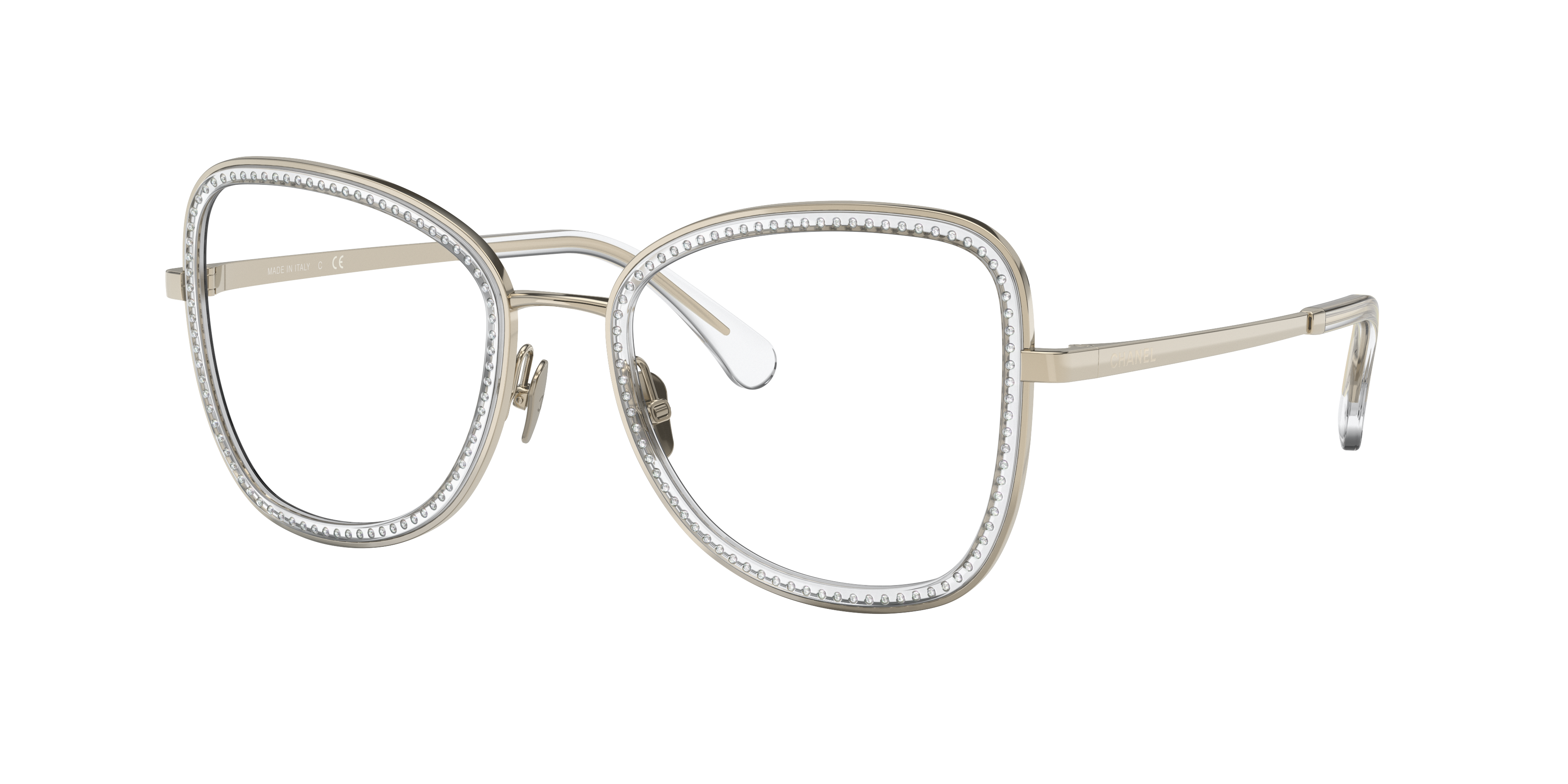 Chanel Woman Sunglass Square Eyeglasses CH2208B -  Frame color: Gold, Lens color: Demo Lens