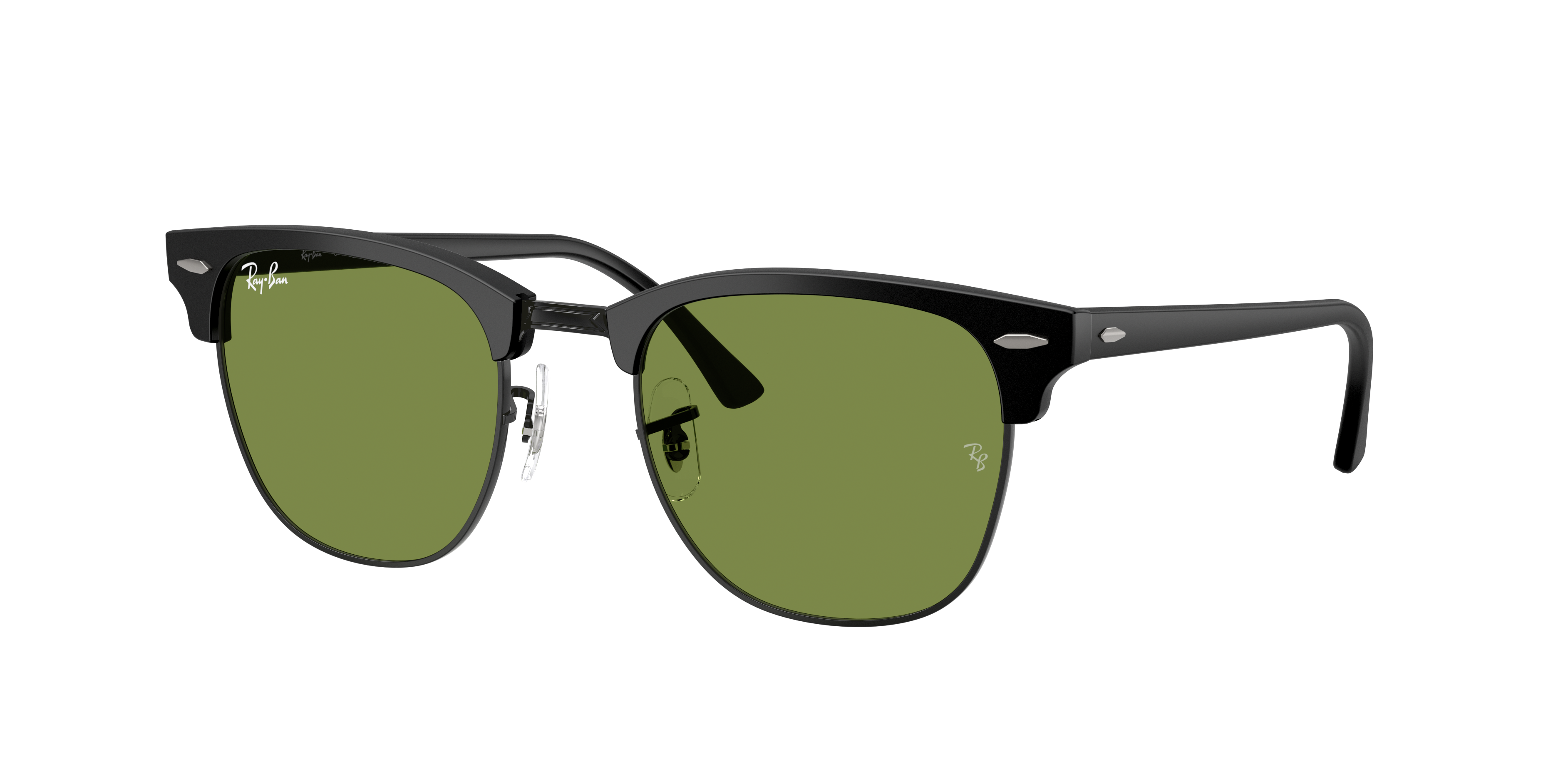 Ray-Ban Unisex Sunglass Clubmaster Classic -  Frame color: Matte Black On Black, Lens color: Green